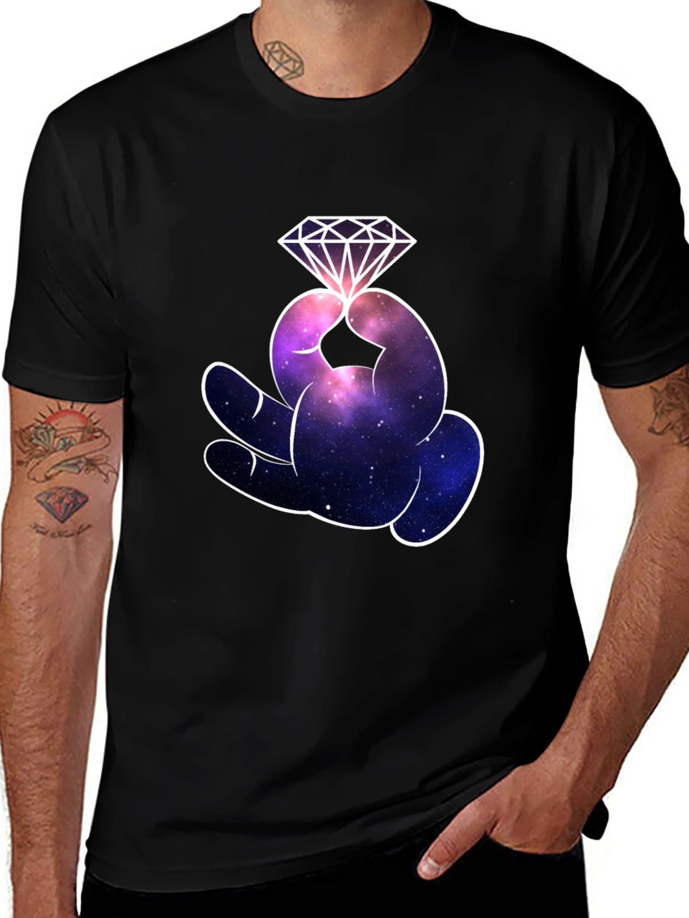 Galaxy Diamond Hand Graphic T-Shirt