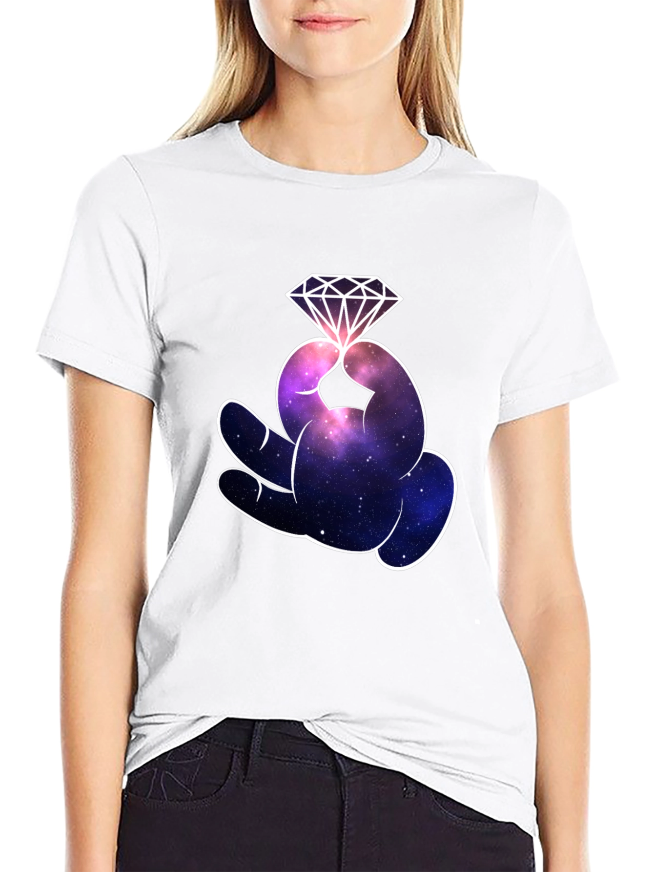 Galaxy Diamond Hand Graphic T-Shirt