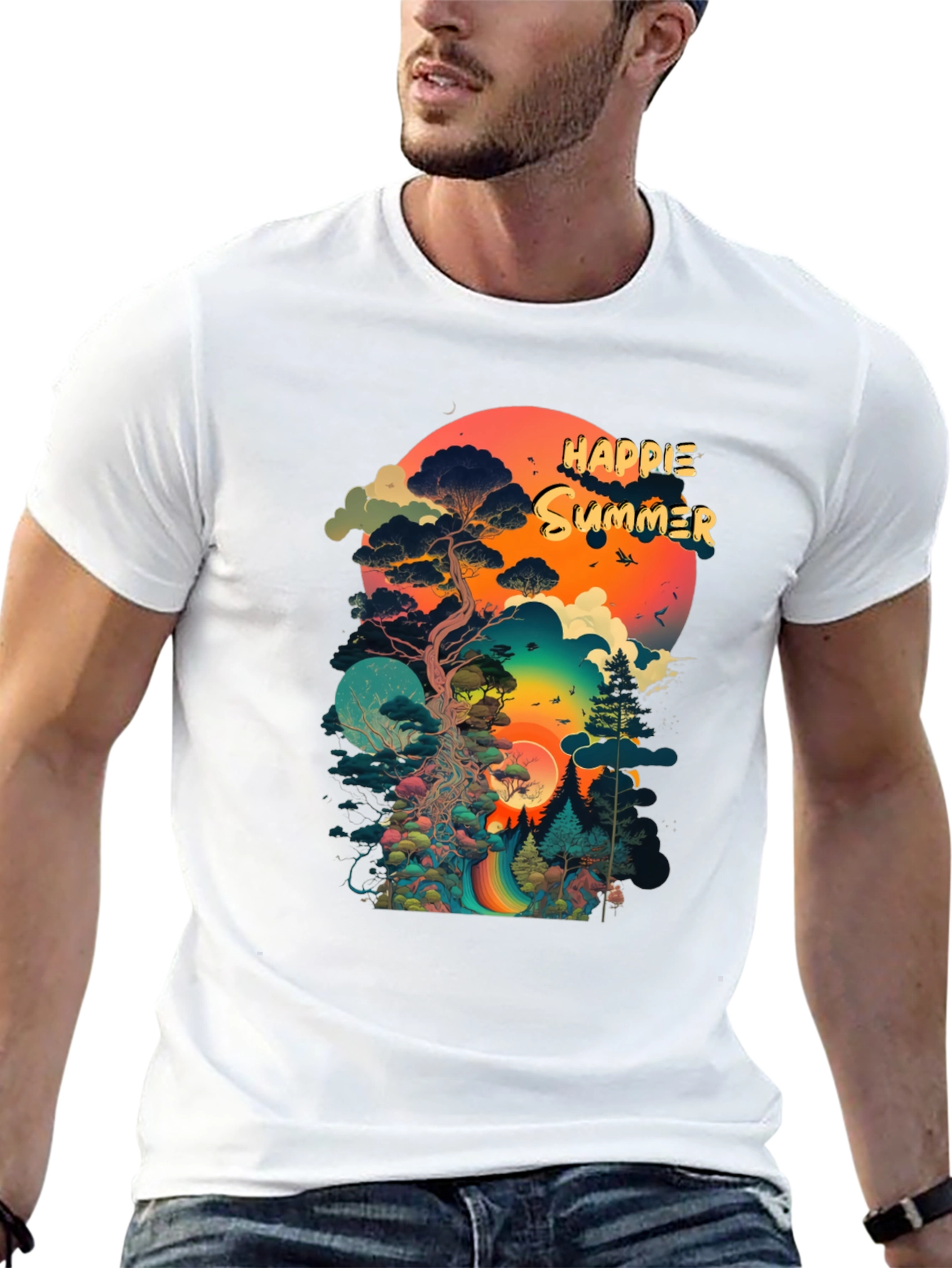Happie Summer Black Graphic Tee