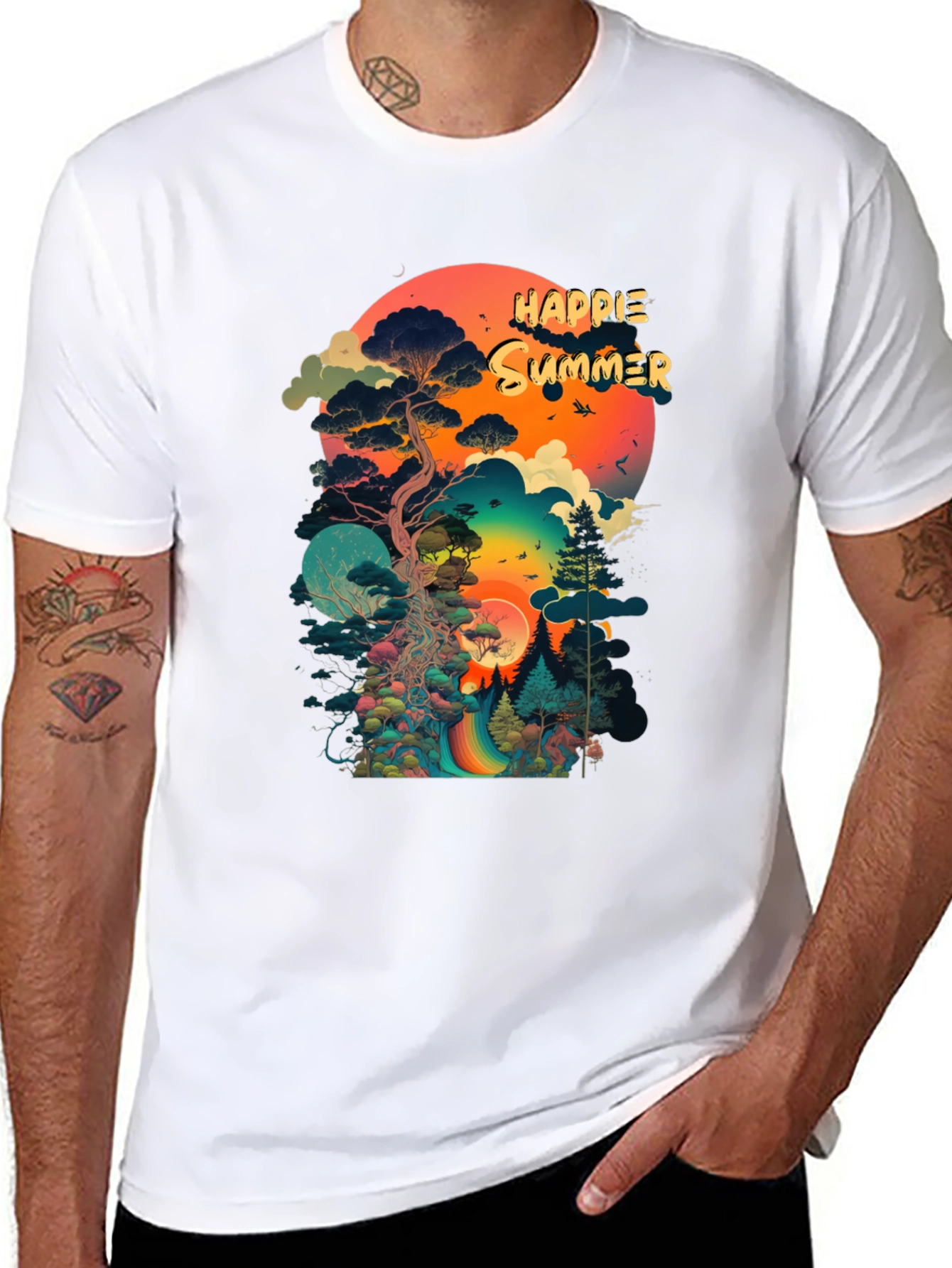 Happie Summer Black Graphic Tee