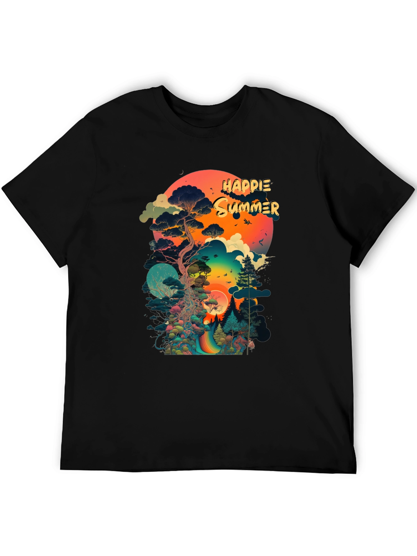Happie Summer Black Graphic Tee
