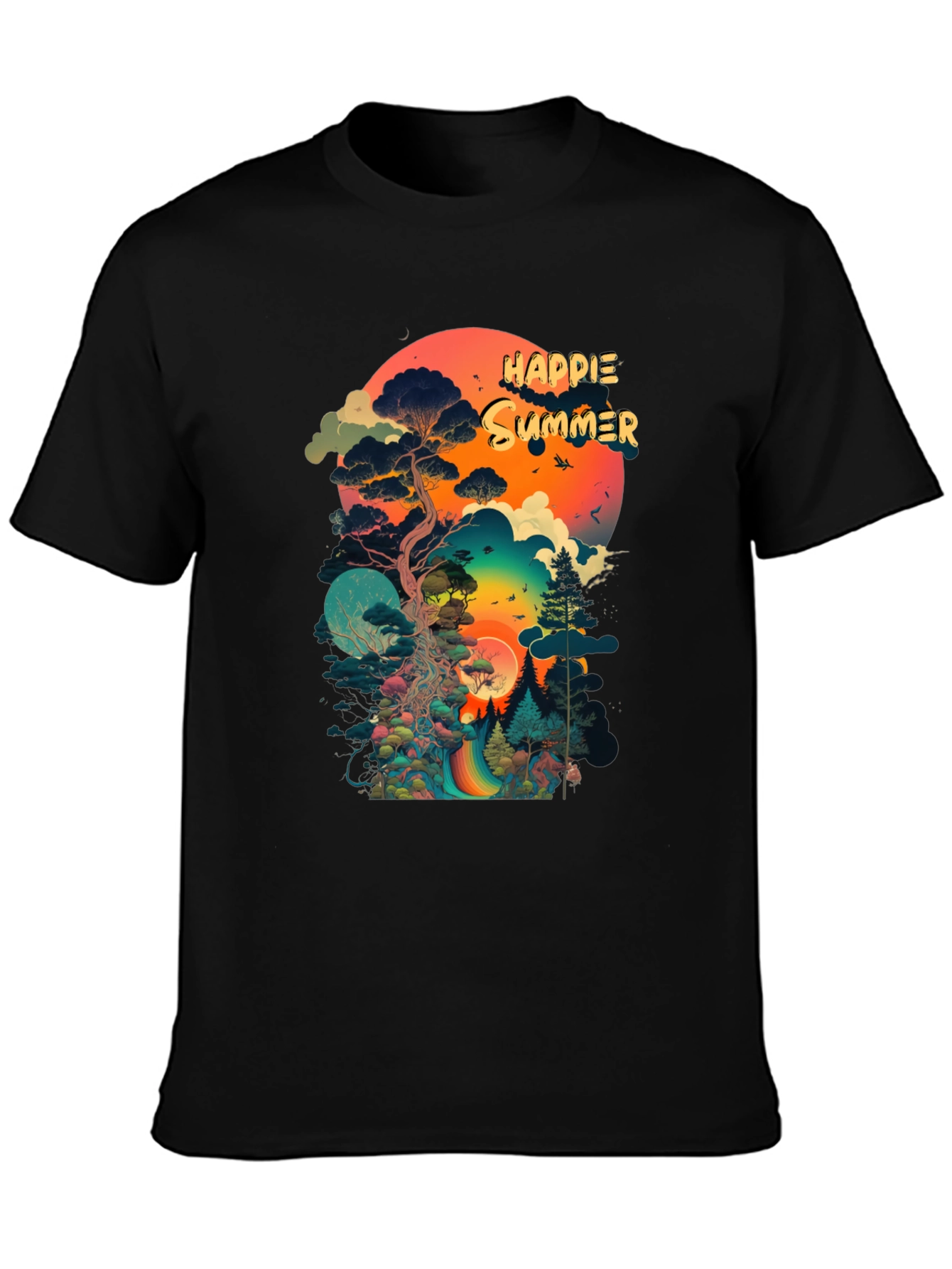 Happie Summer Black Graphic Tee