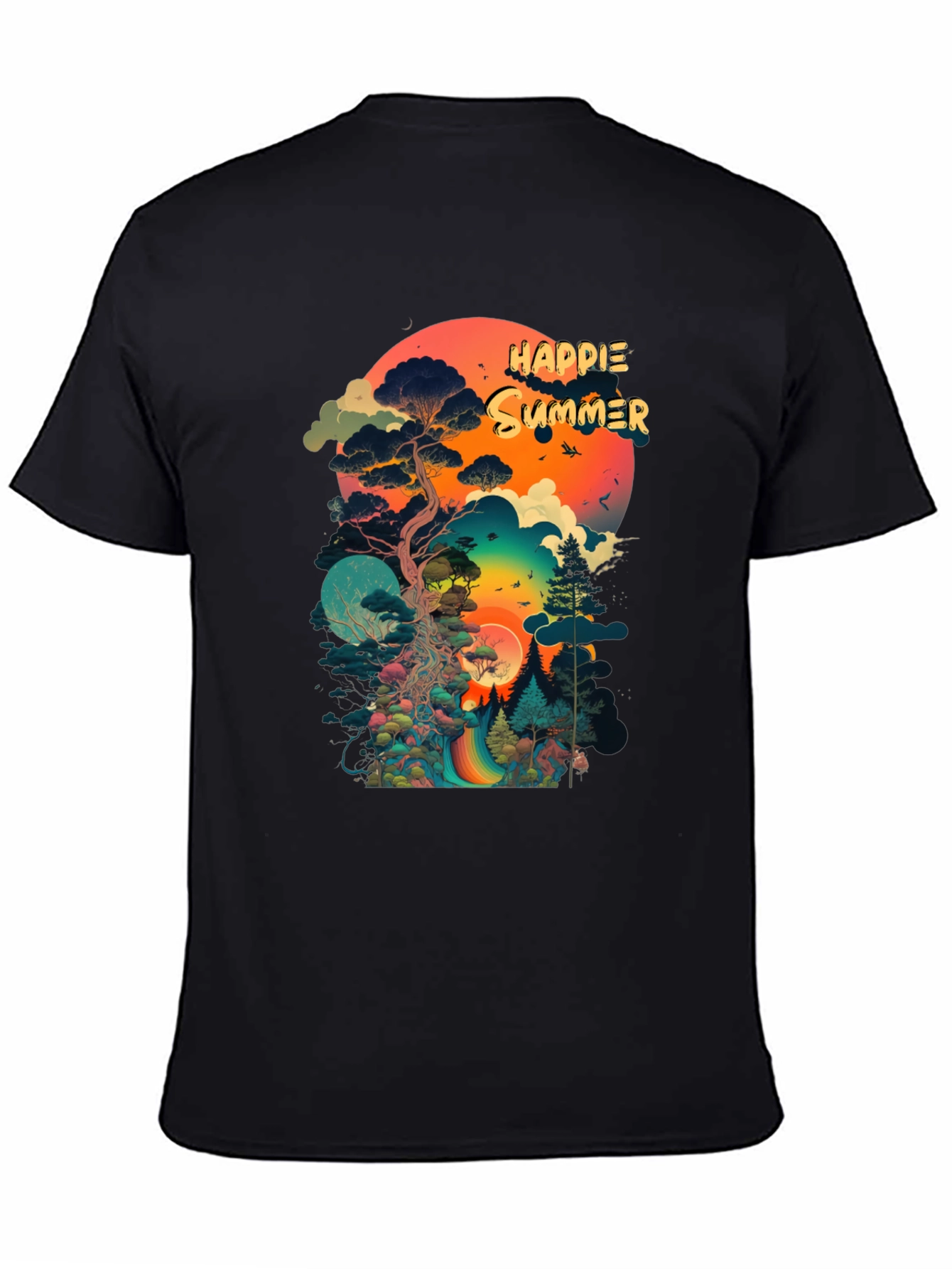 Happie Summer Black Graphic Tee