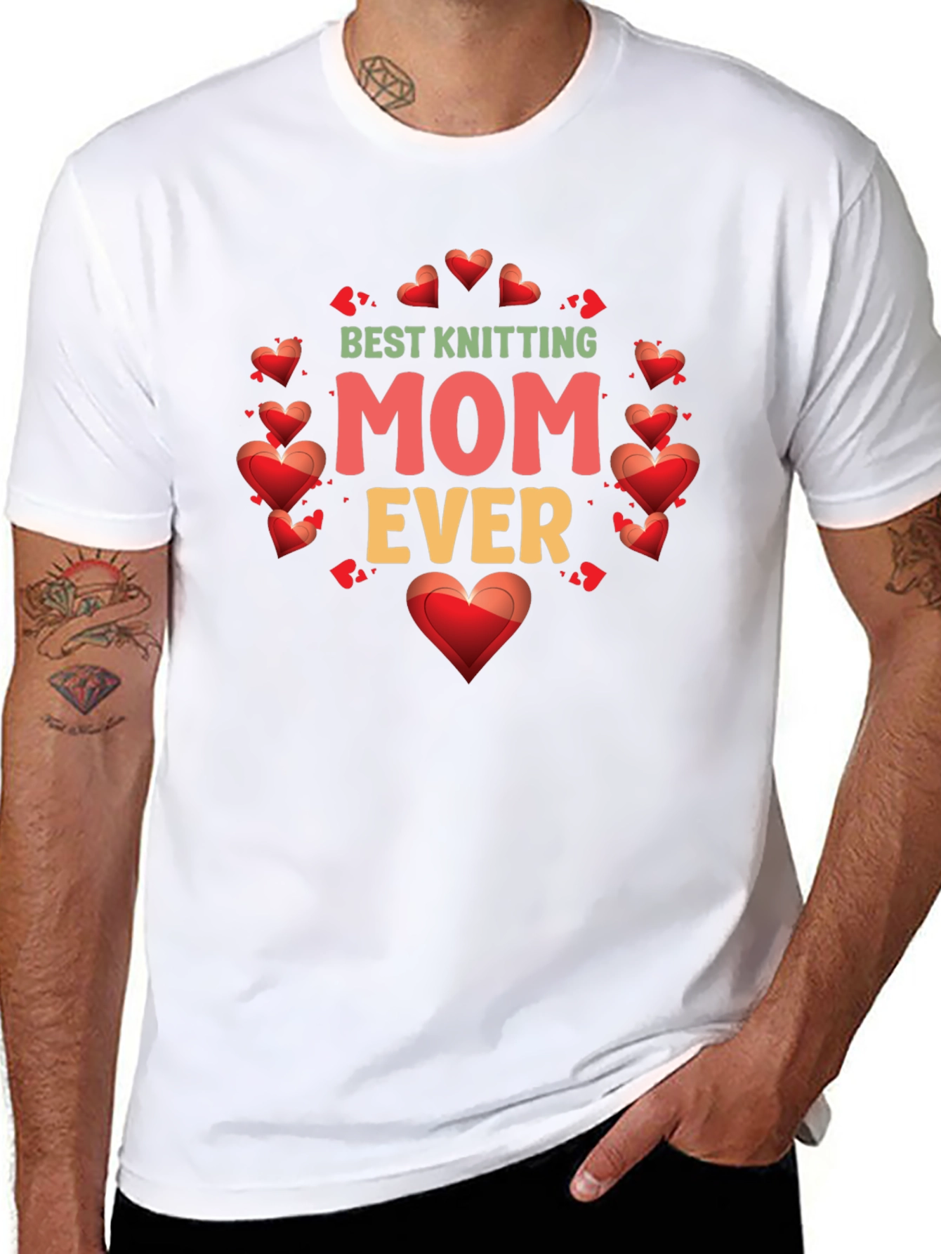 Best Knitting Mom Ever T-Shirt - Heart Design