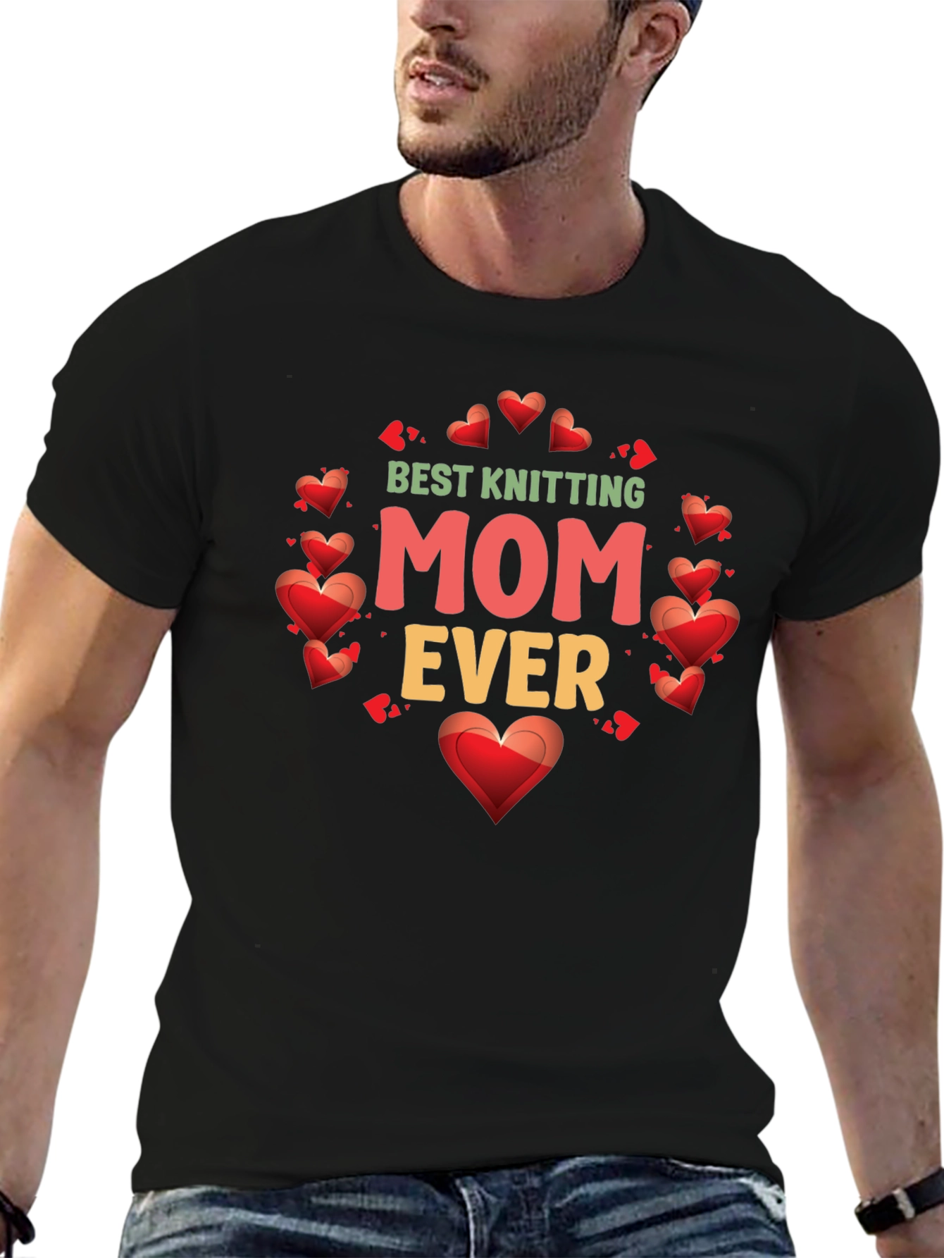 Best Knitting Mom Ever T-Shirt - Heart Design