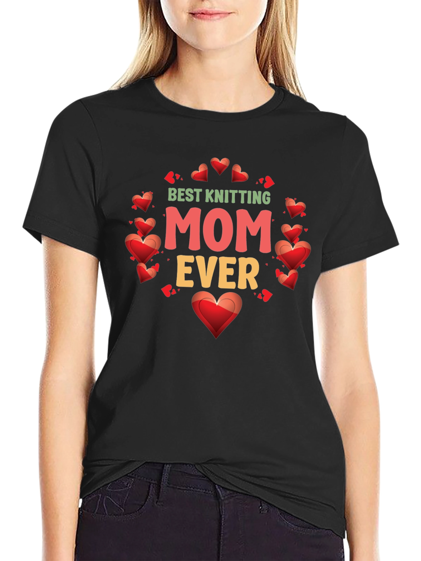 Best Knitting Mom Ever T-Shirt - Heart Design