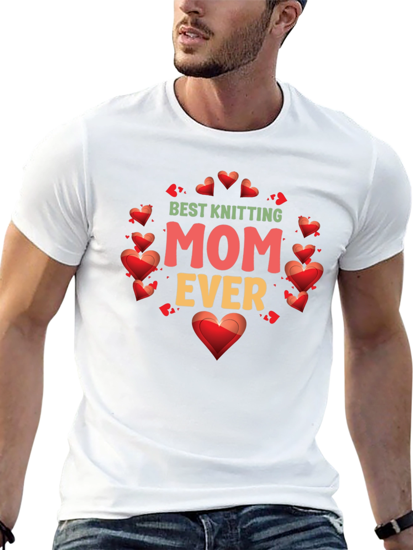 Best Knitting Mom Ever T-Shirt - Heart Design
