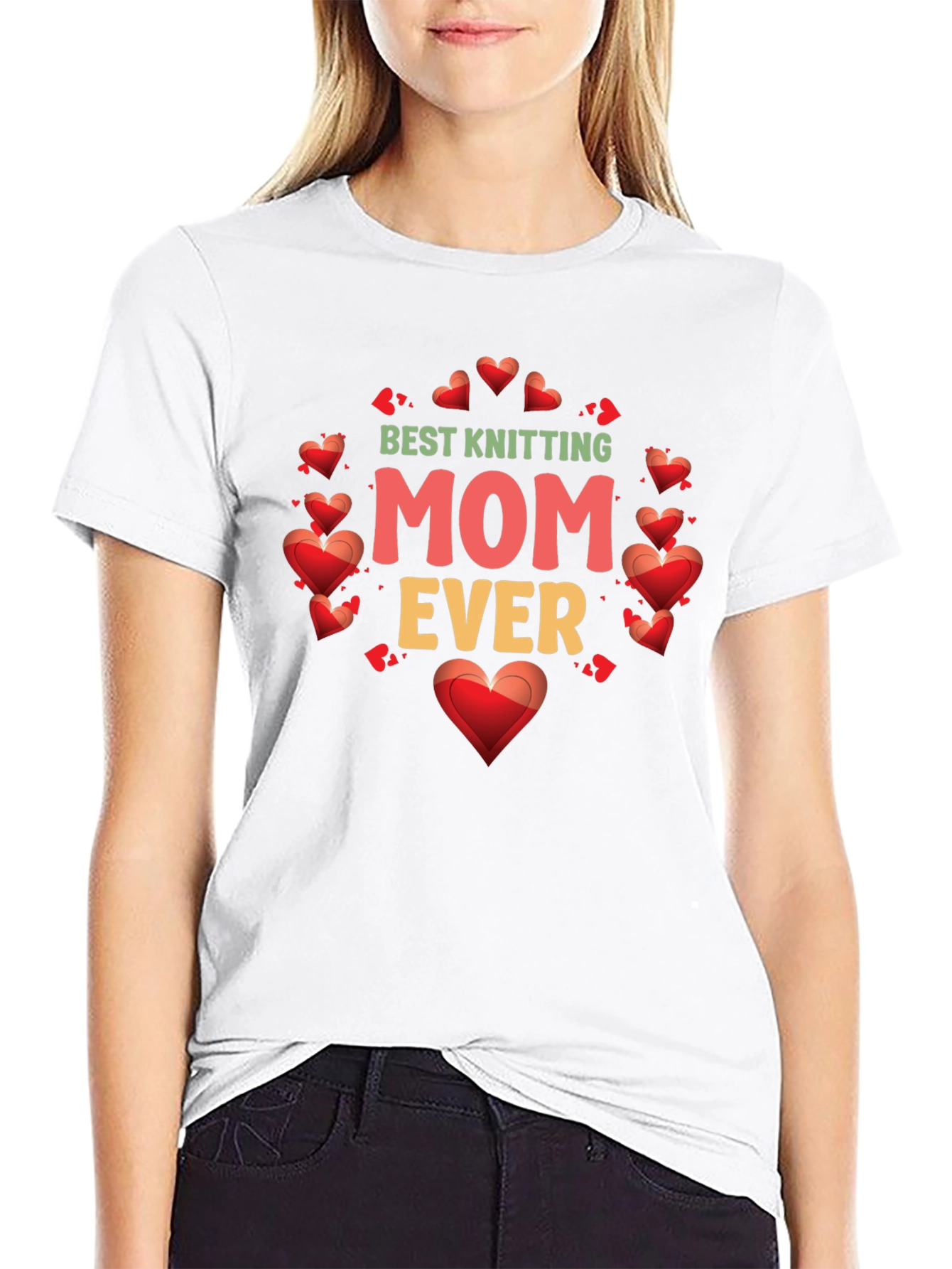 Best Knitting Mom Ever T-Shirt - Heart Design