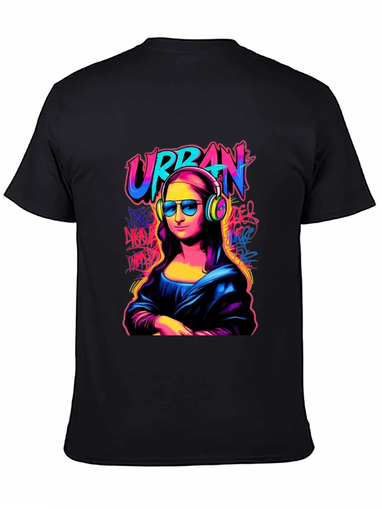 Urban Mona Lisa Graphic T-Shirt - Black