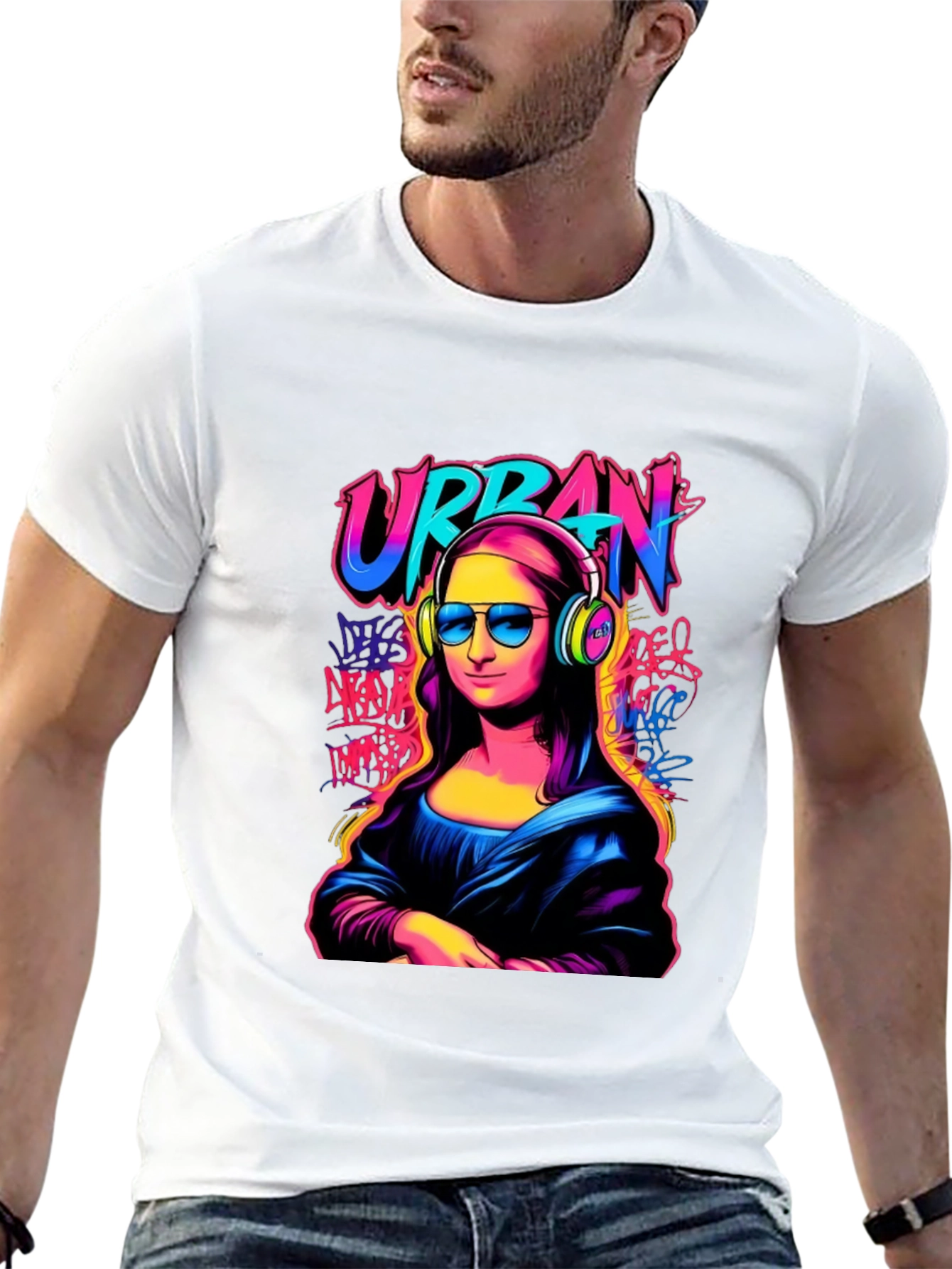 Urban Mona Lisa Graphic T-Shirt - Black