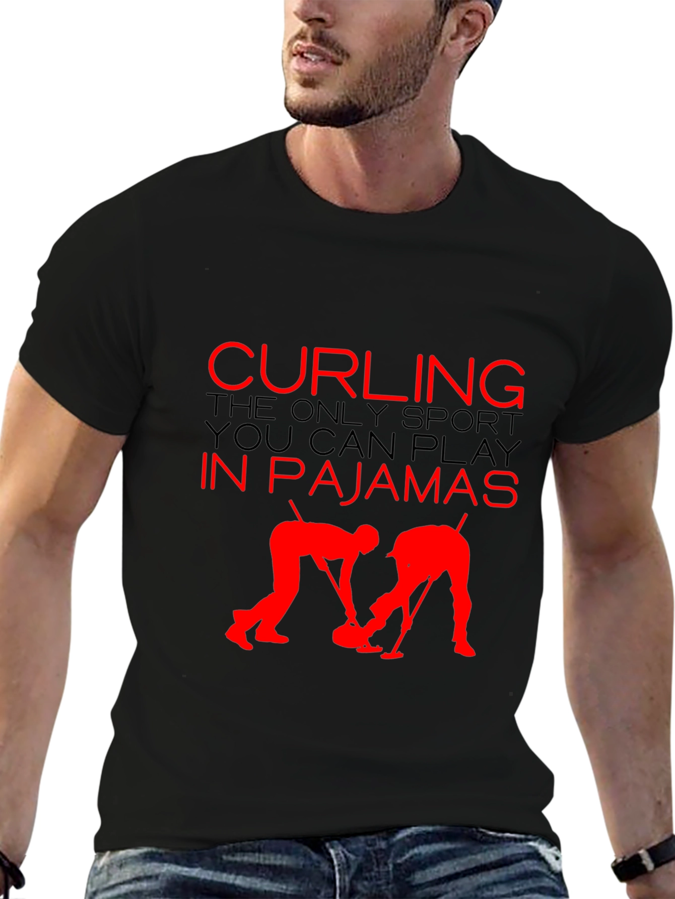 Curling Pajamas T-Shirt - Funny Sport Tee