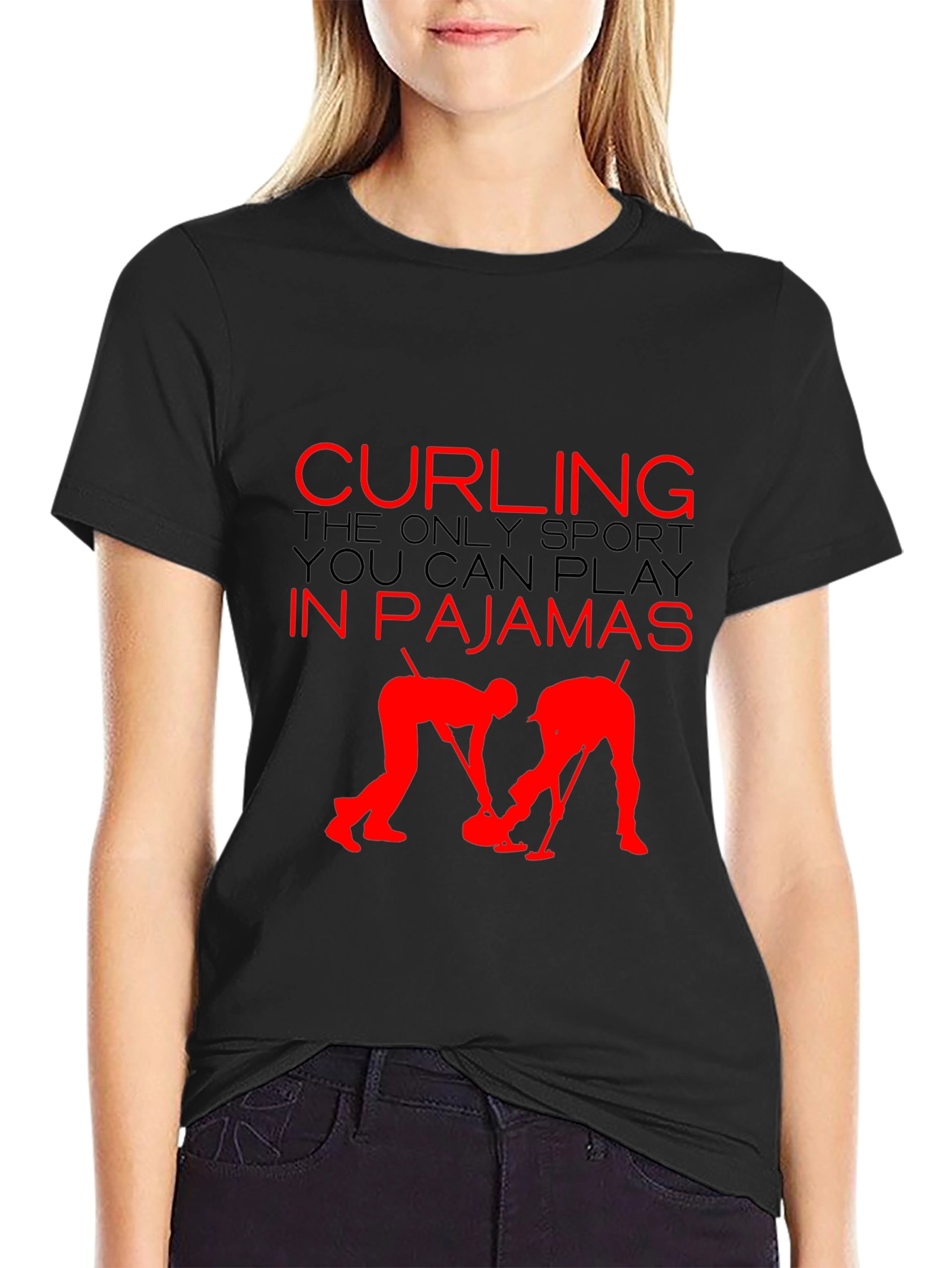 Curling Pajamas T-Shirt - Funny Sport Tee