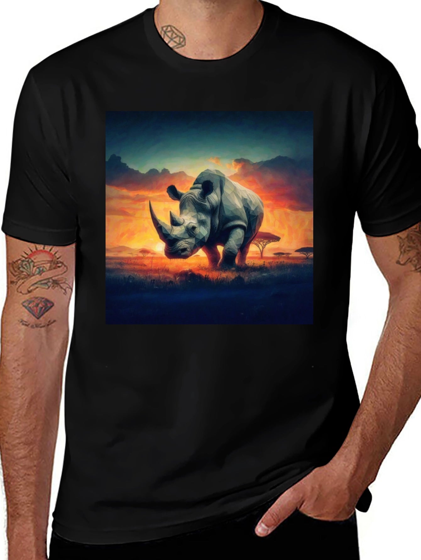 Rhino Sunset Graphic Tee