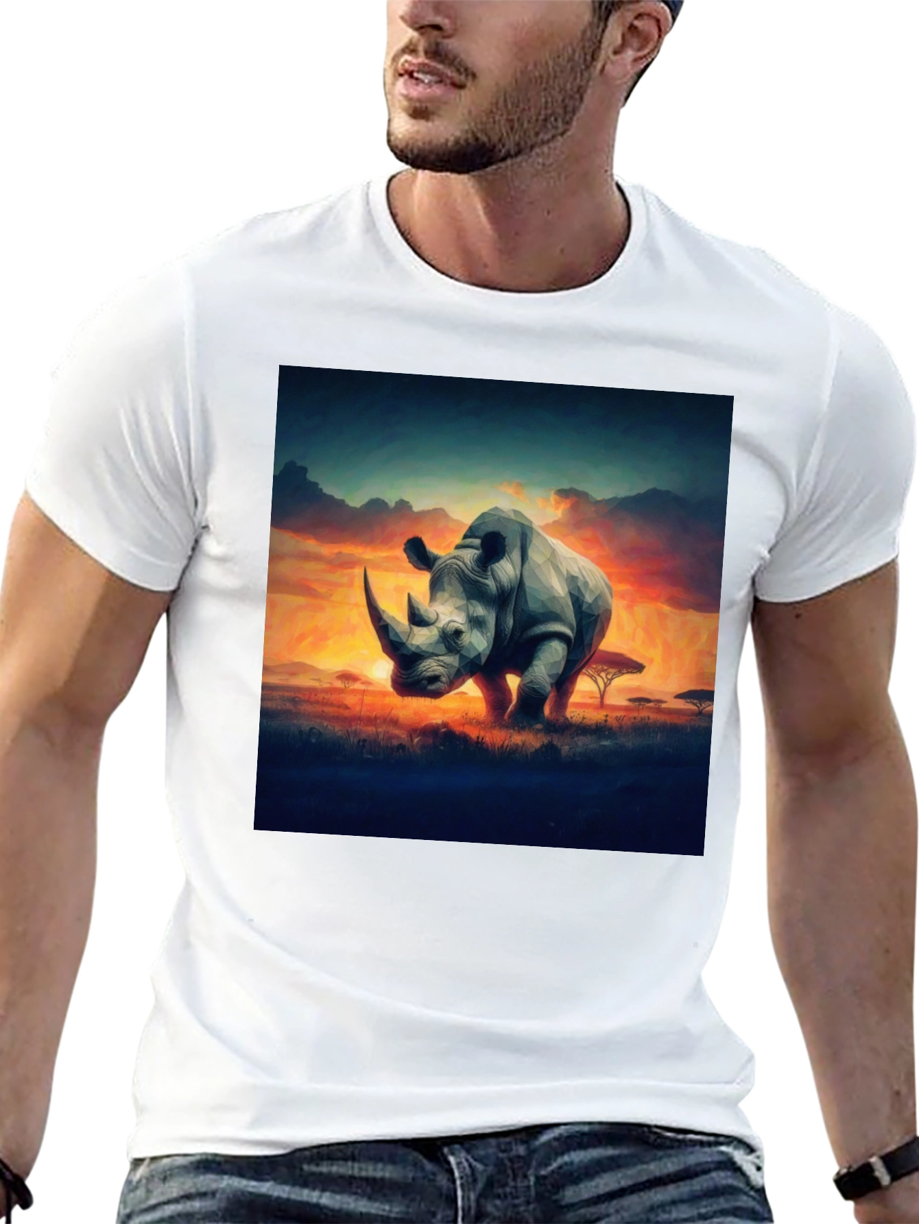 Rhino Sunset Graphic Tee