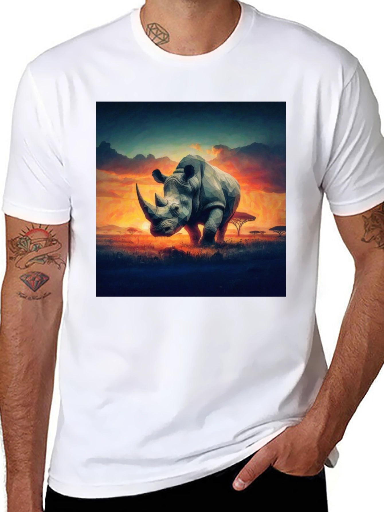 Rhino Sunset Graphic Tee