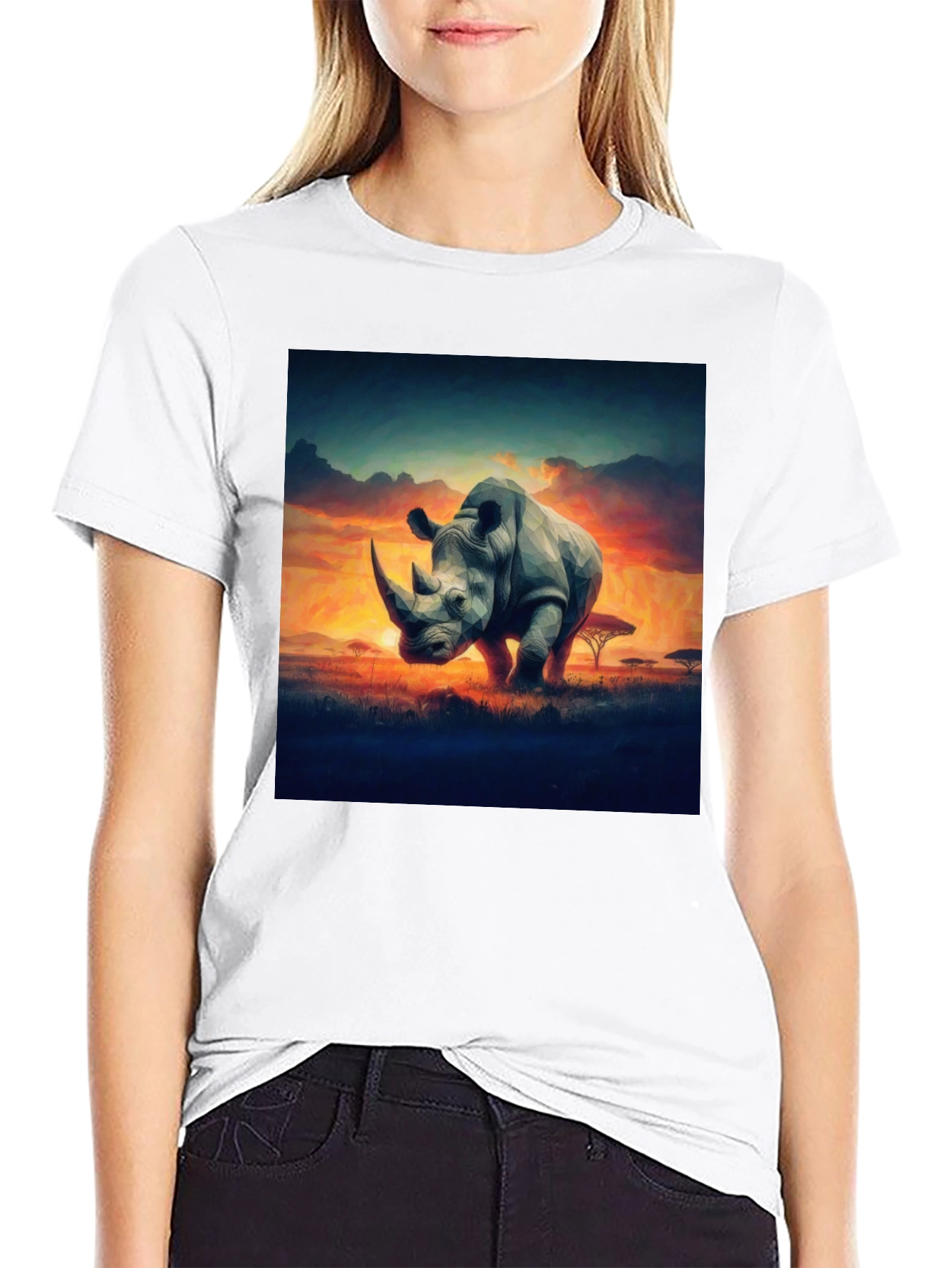 Rhino Sunset Graphic Tee