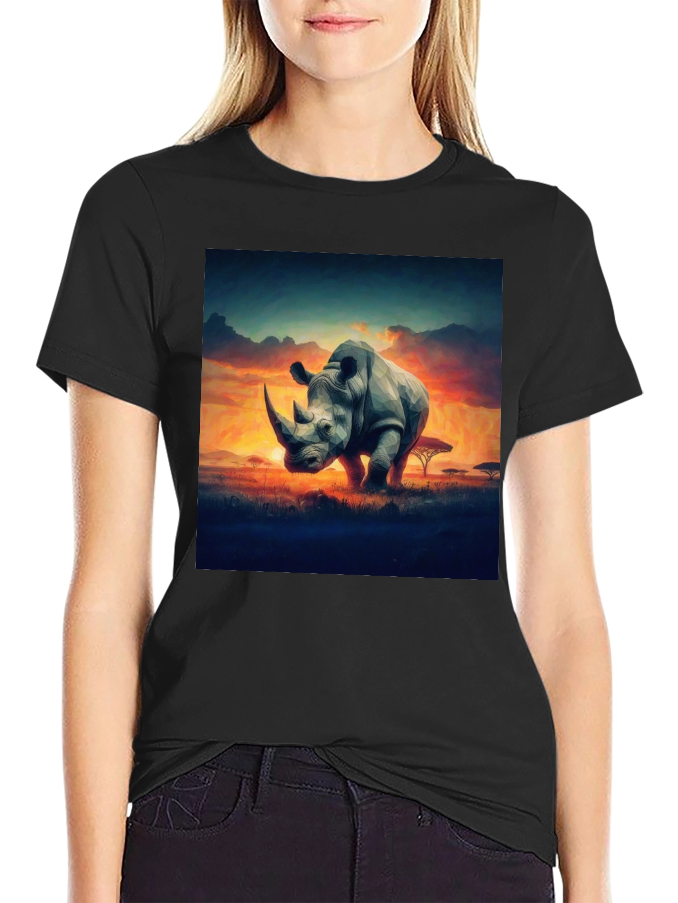 Rhino Sunset Graphic Tee
