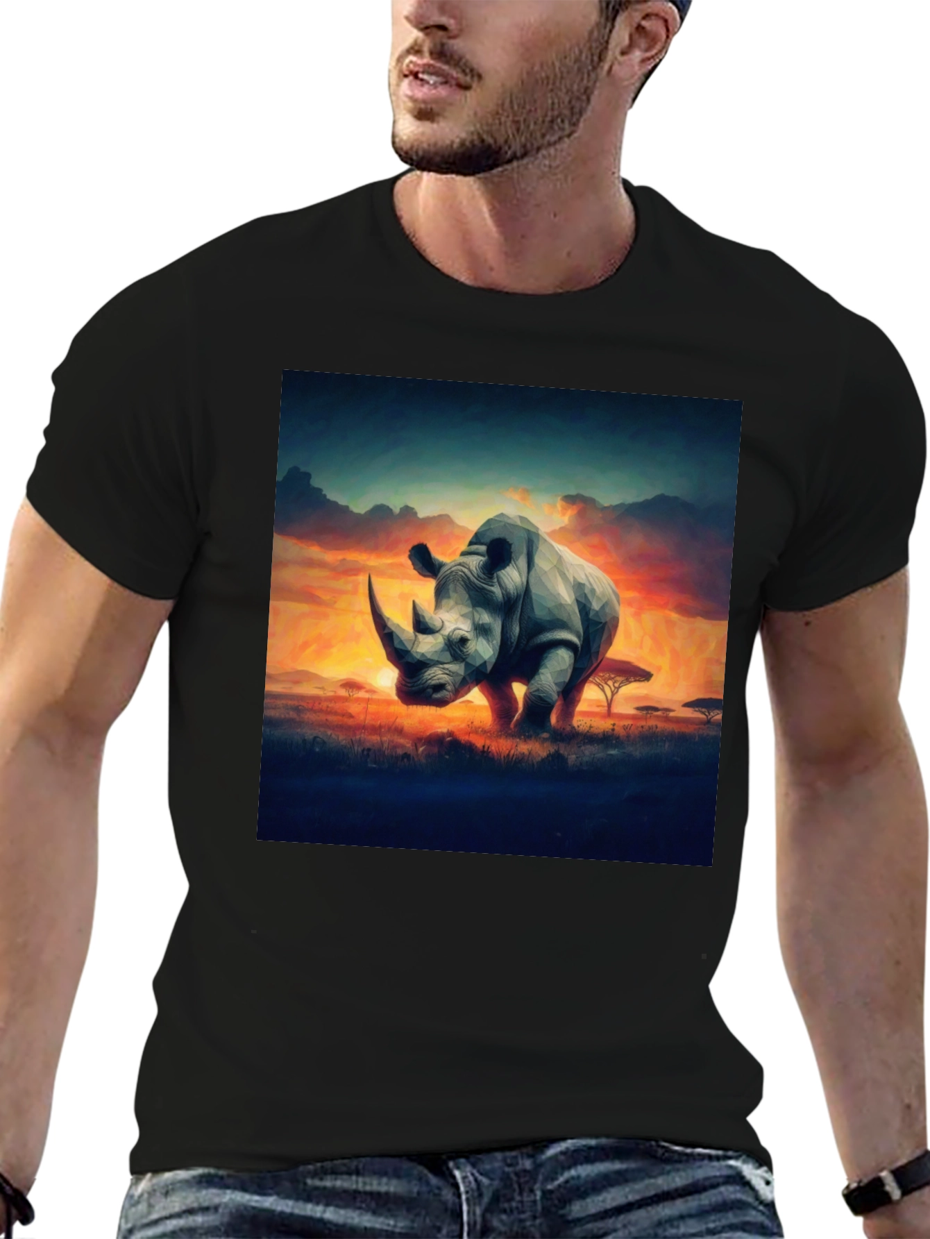 Rhino Sunset Graphic Tee
