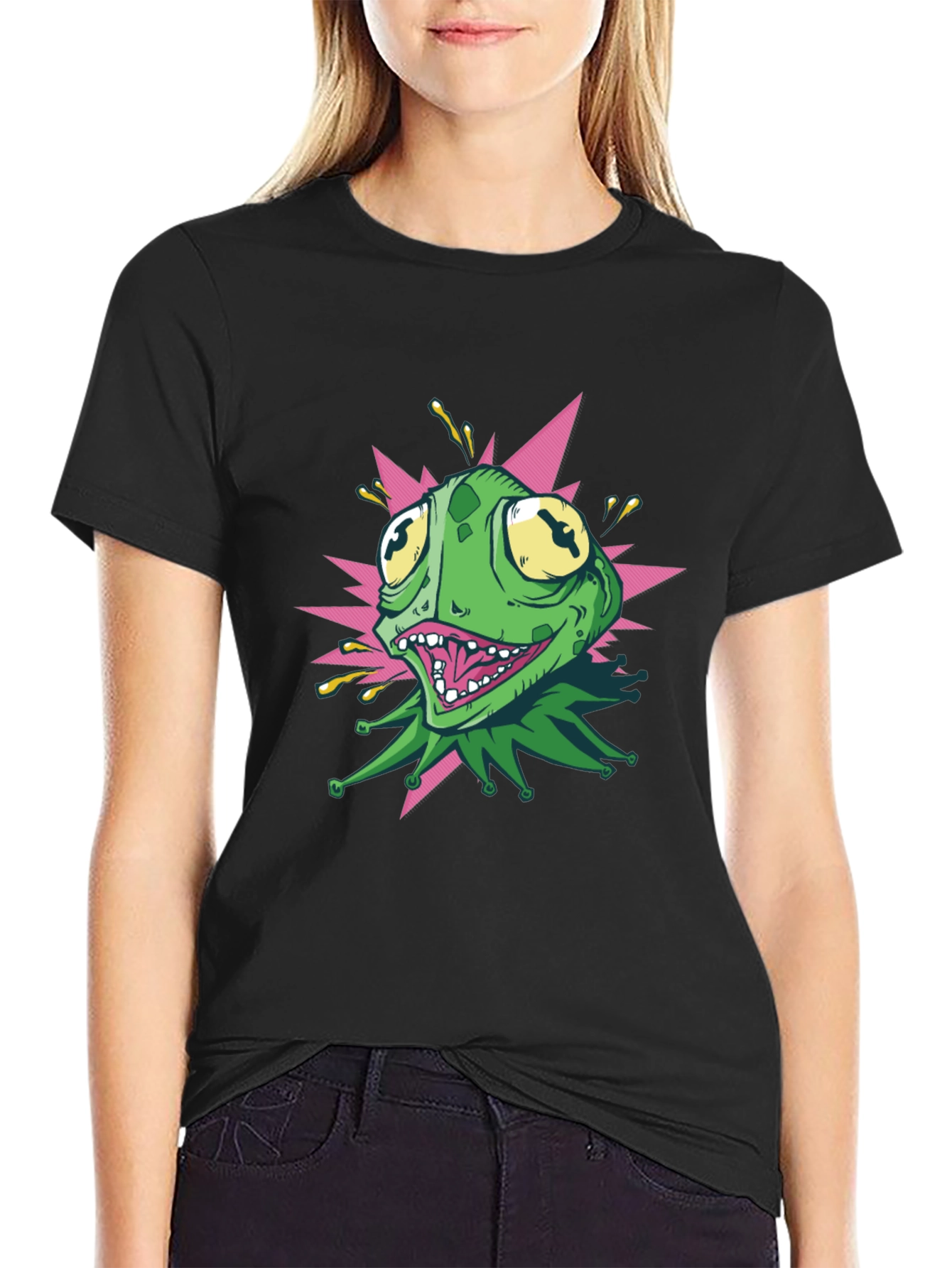 Kermit Style Graphic Tee - Black Cotton T-Shirt