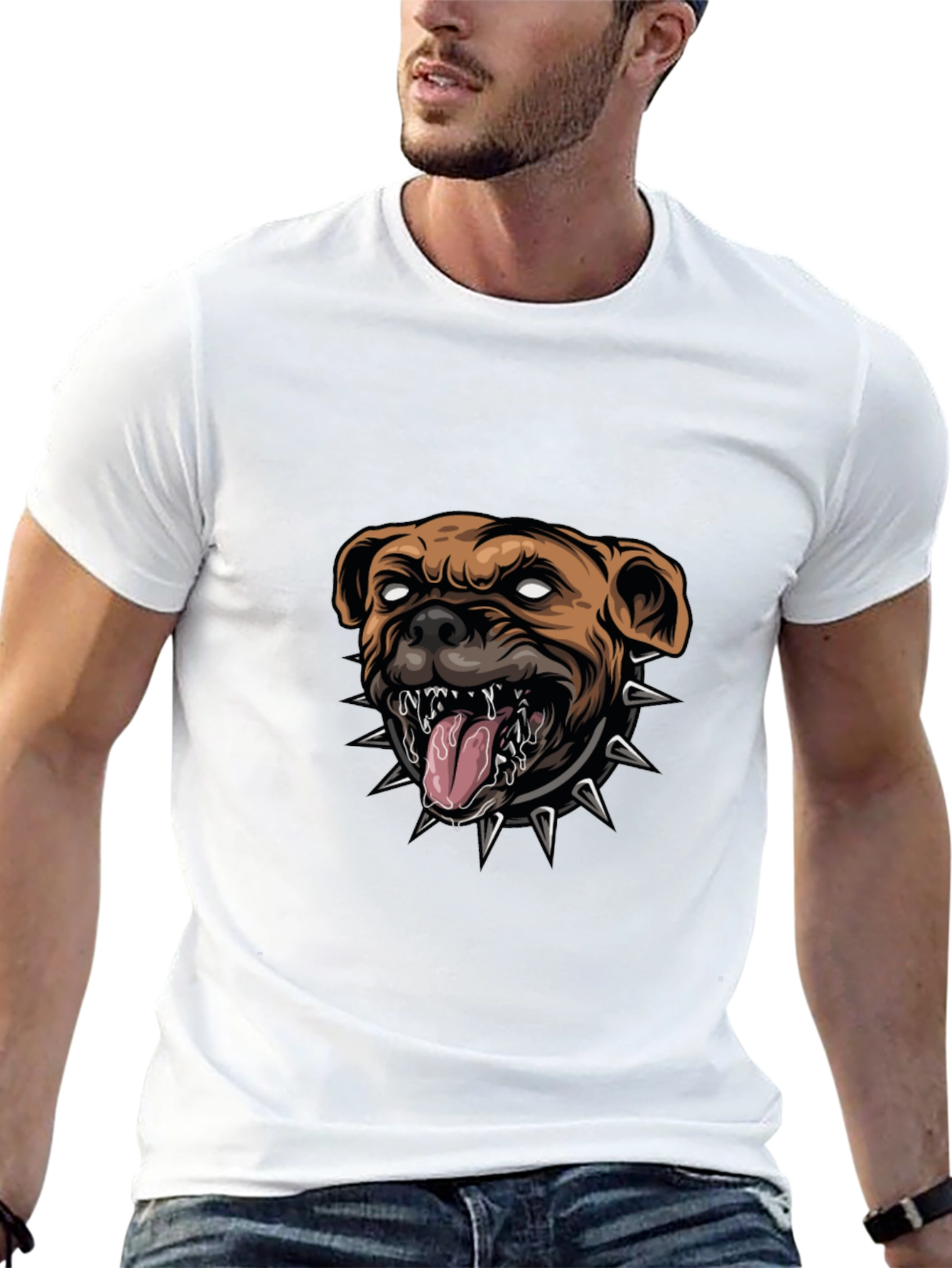 Mens Black T-Shirt with Bulldog Graphic