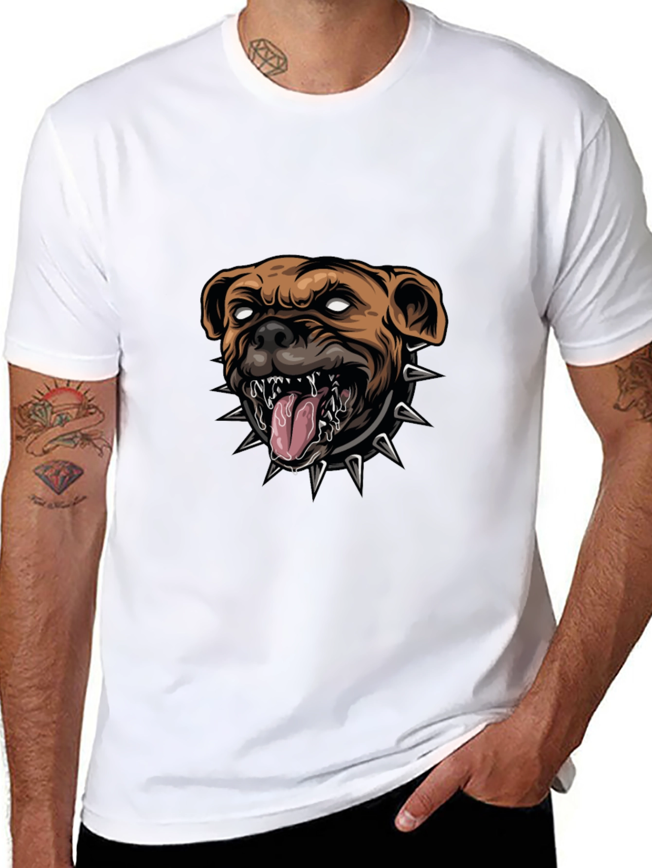 Mens Black T-Shirt with Bulldog Graphic