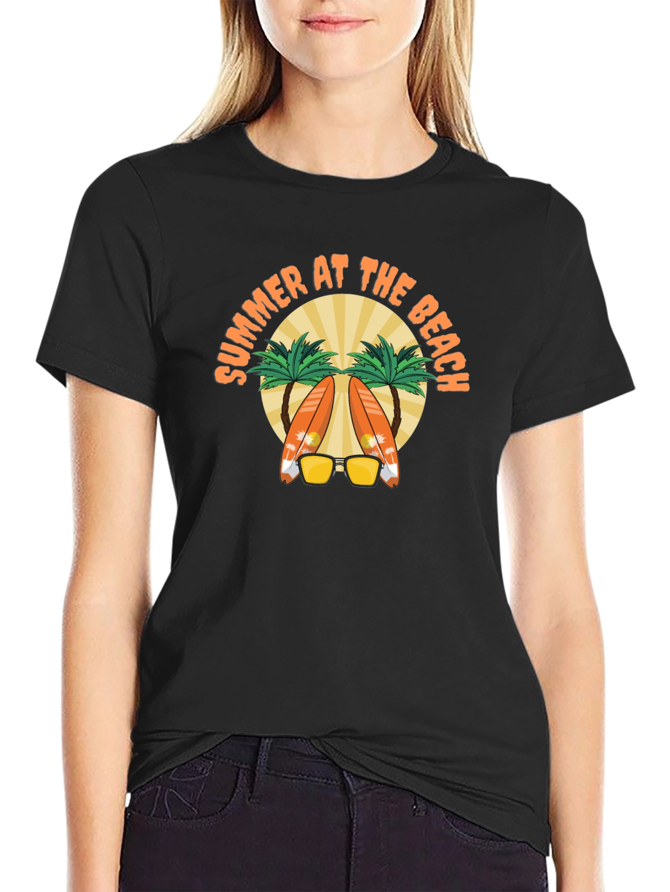 Summer at the Beach Black T-Shirt