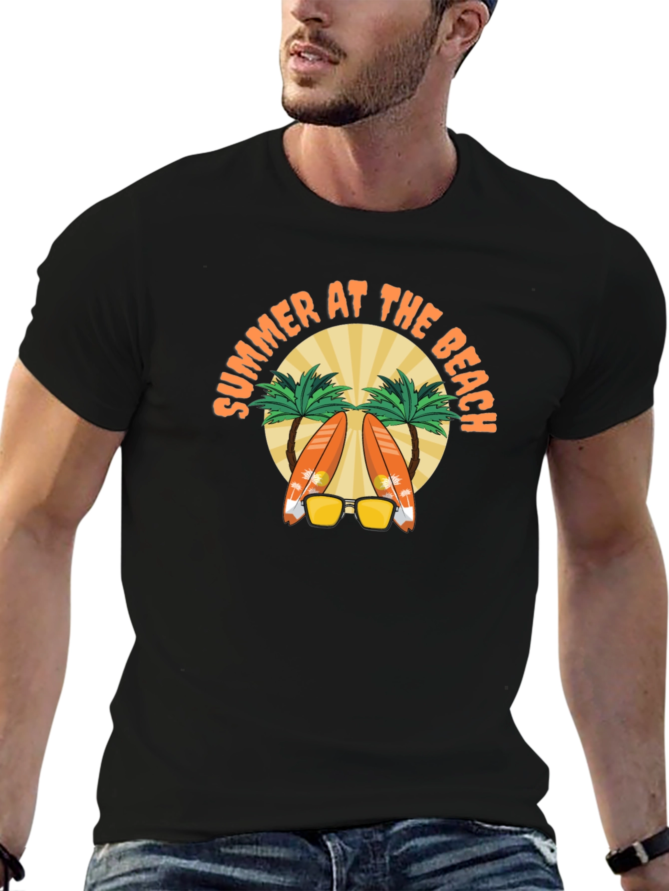 Summer at the Beach Black T-Shirt