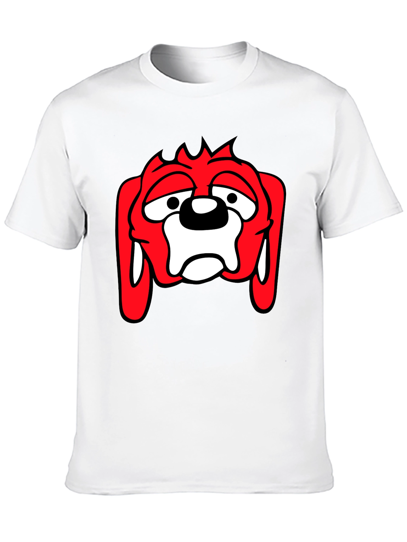 Black T-Shirt with Cartoon Dog Graphic