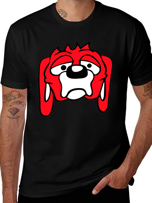 Black T-Shirt with Cartoon Dog Graphic