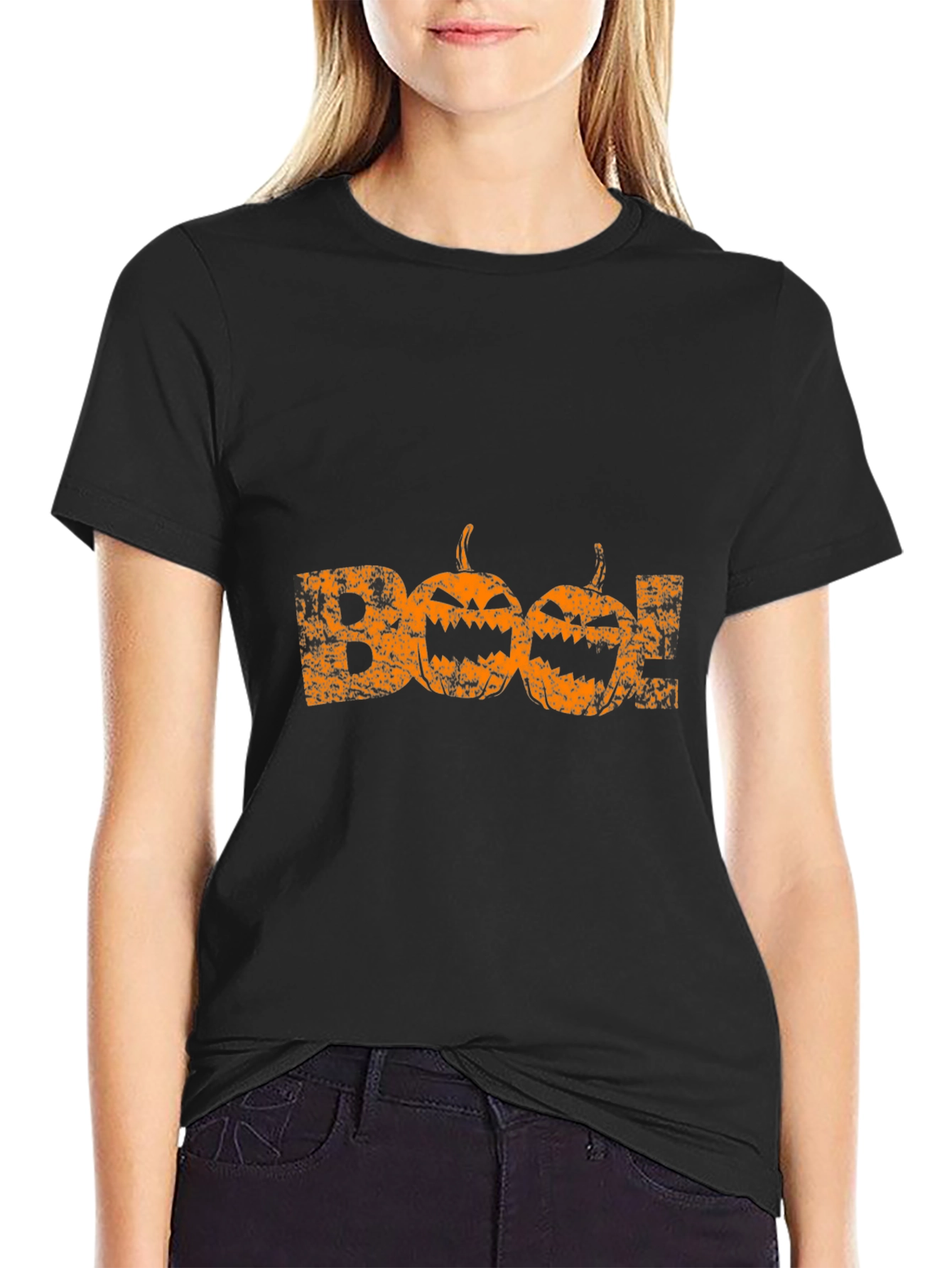 Halloween Boo Pumpkin Graphic T-Shirt