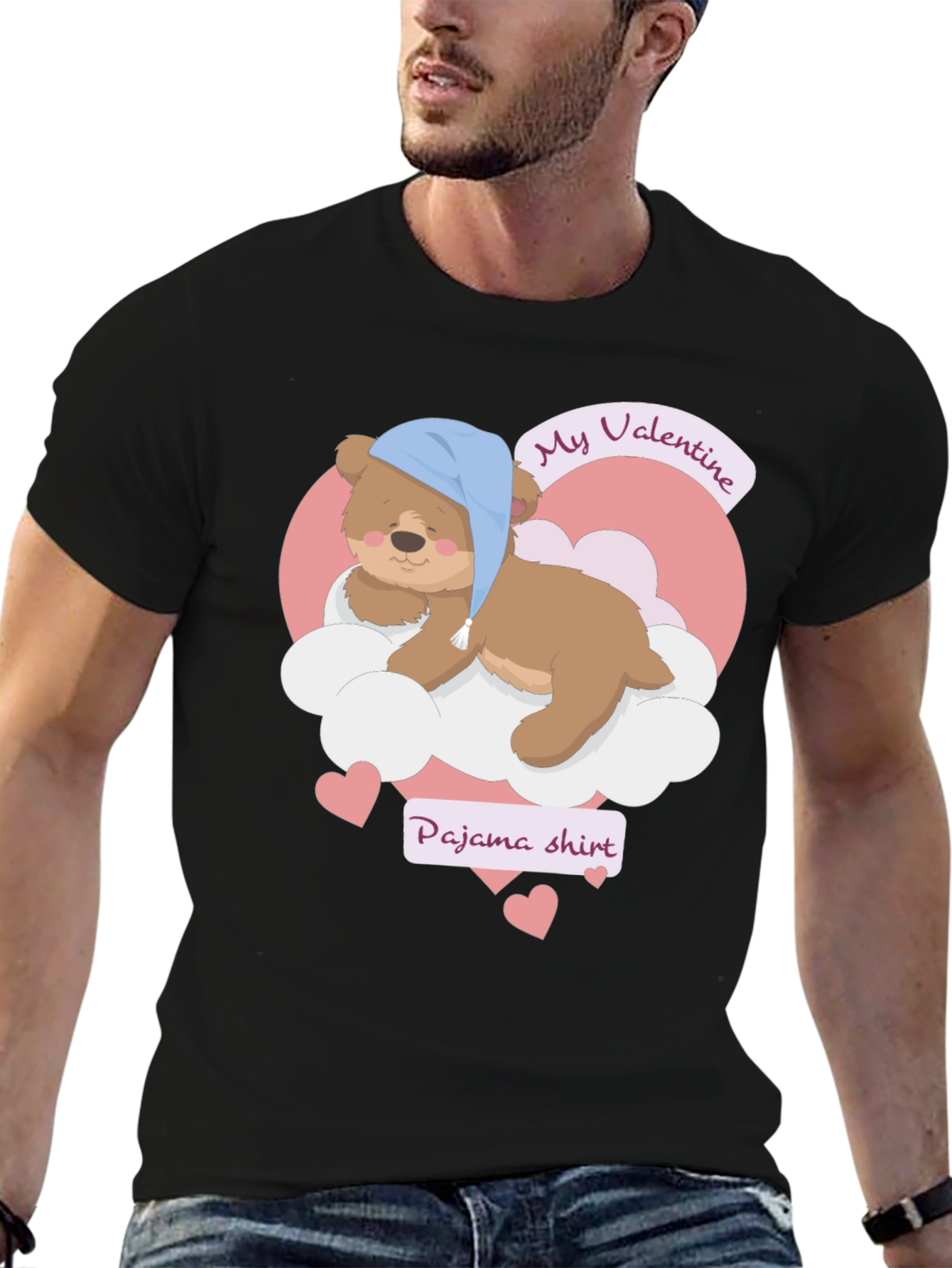 Valentine Pajama Shirt with Teddy Bear