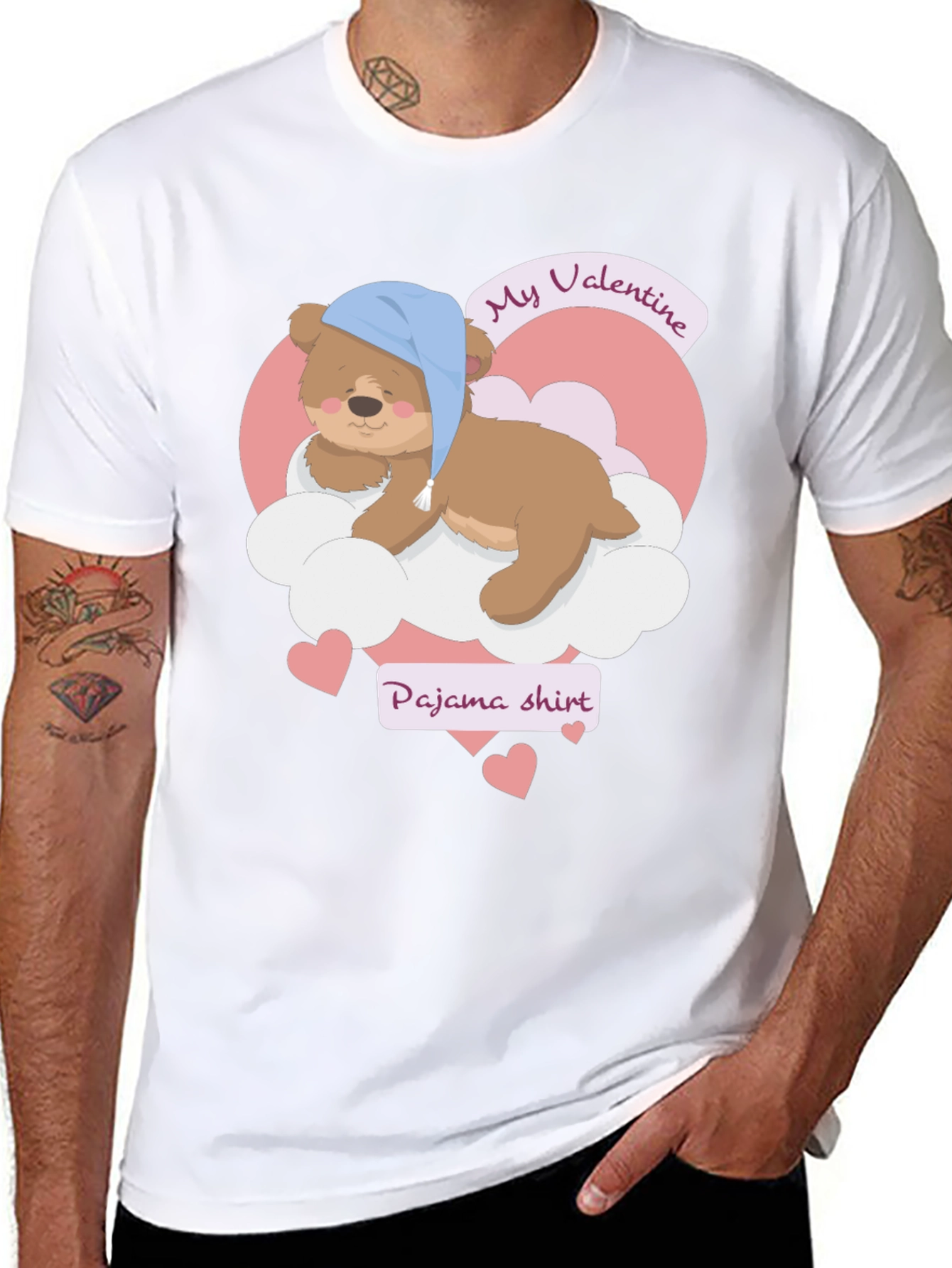 Valentine Pajama Shirt with Teddy Bear