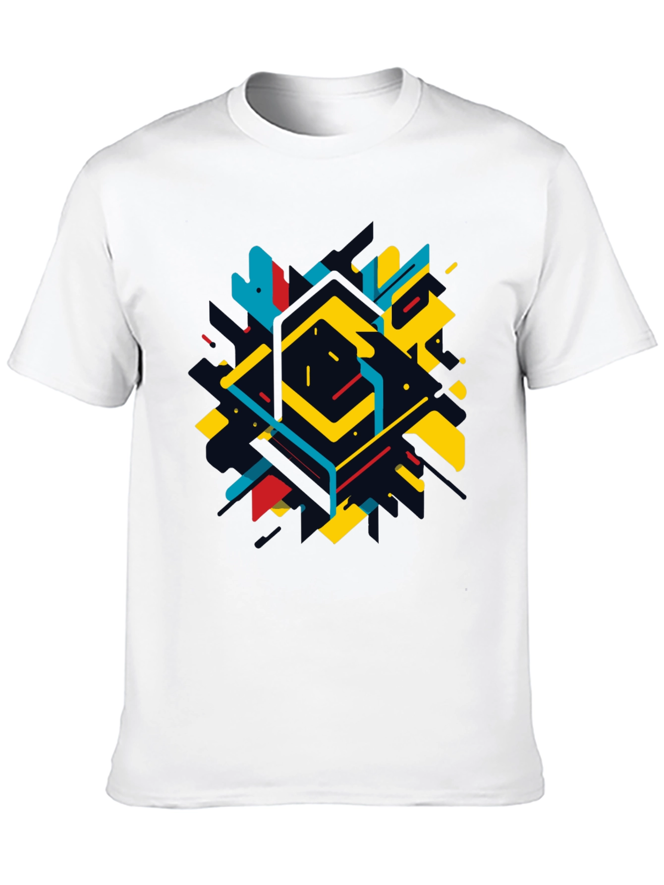 Geometric Abstract Graphic Black T-Shirt