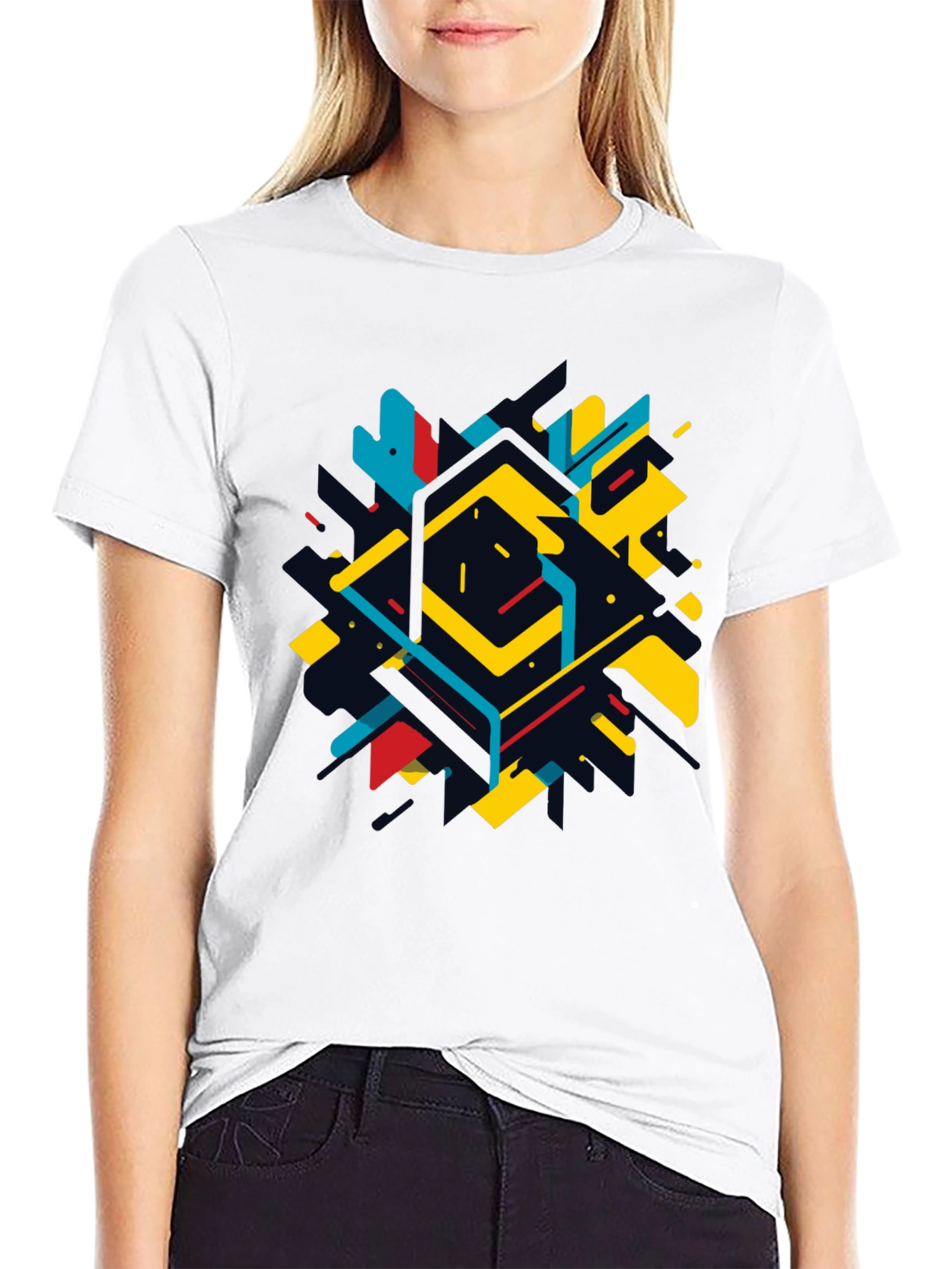 Geometric Abstract Graphic Black T-Shirt