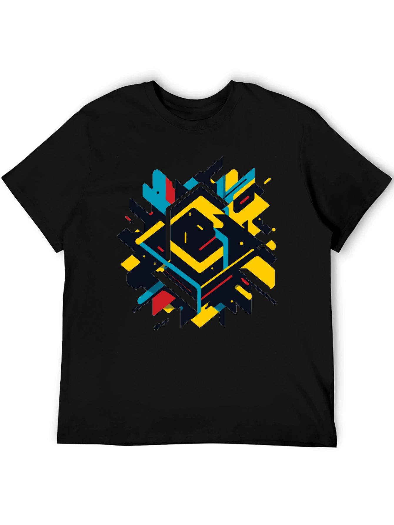 Geometric Abstract Graphic Black T-Shirt