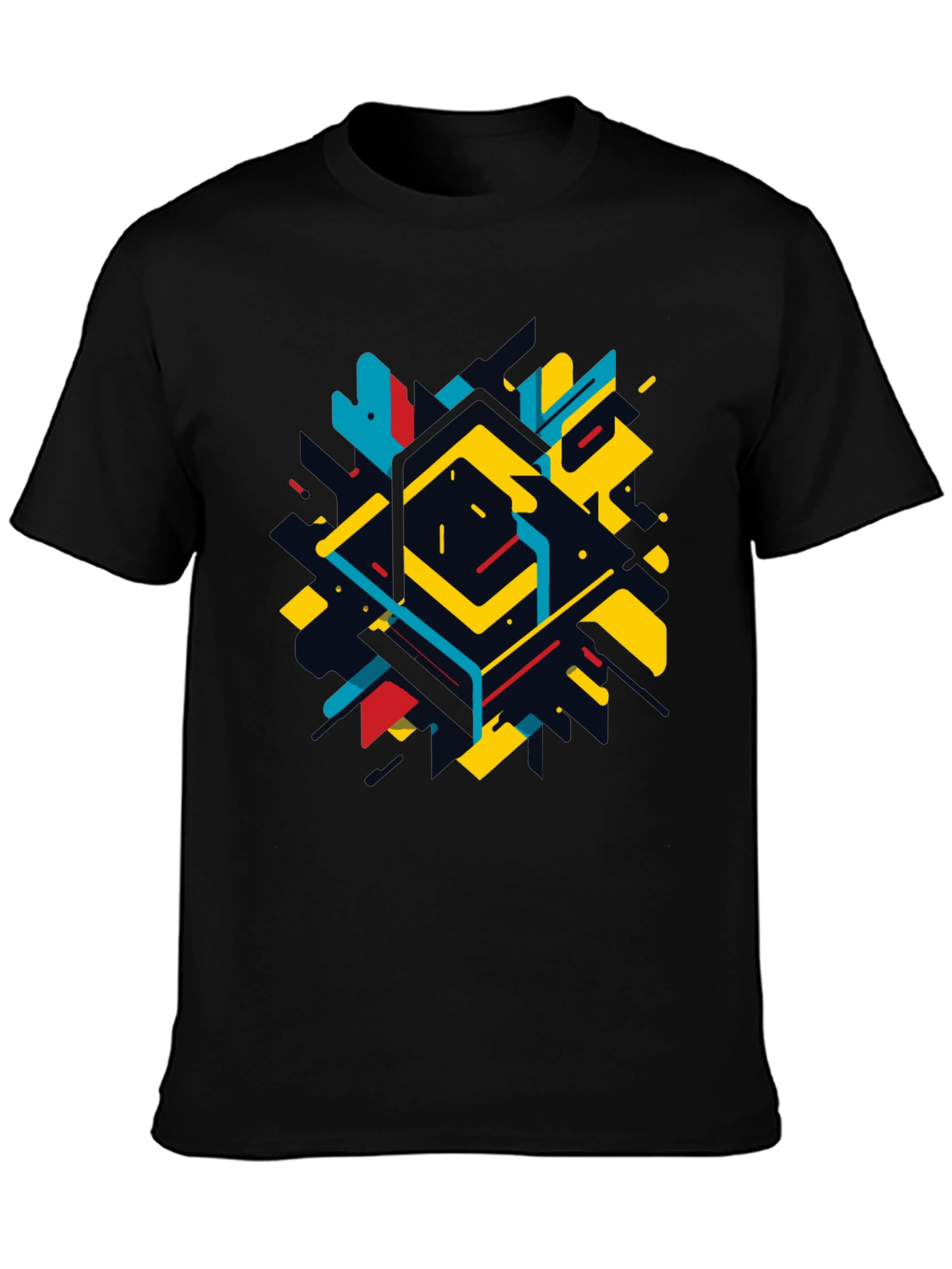 Geometric Abstract Graphic Black T-Shirt