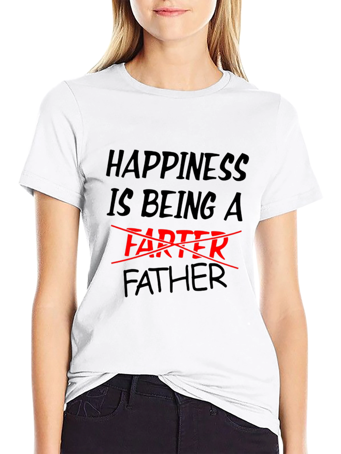 Happiness is Being a Father Funny Black T-Shirt