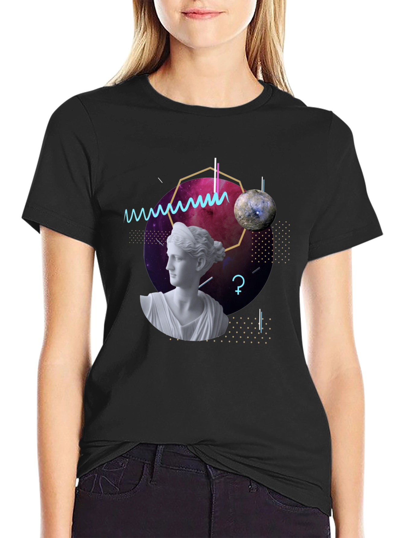 Geometric Goddess T-Shirt - Modern Artistic Tee