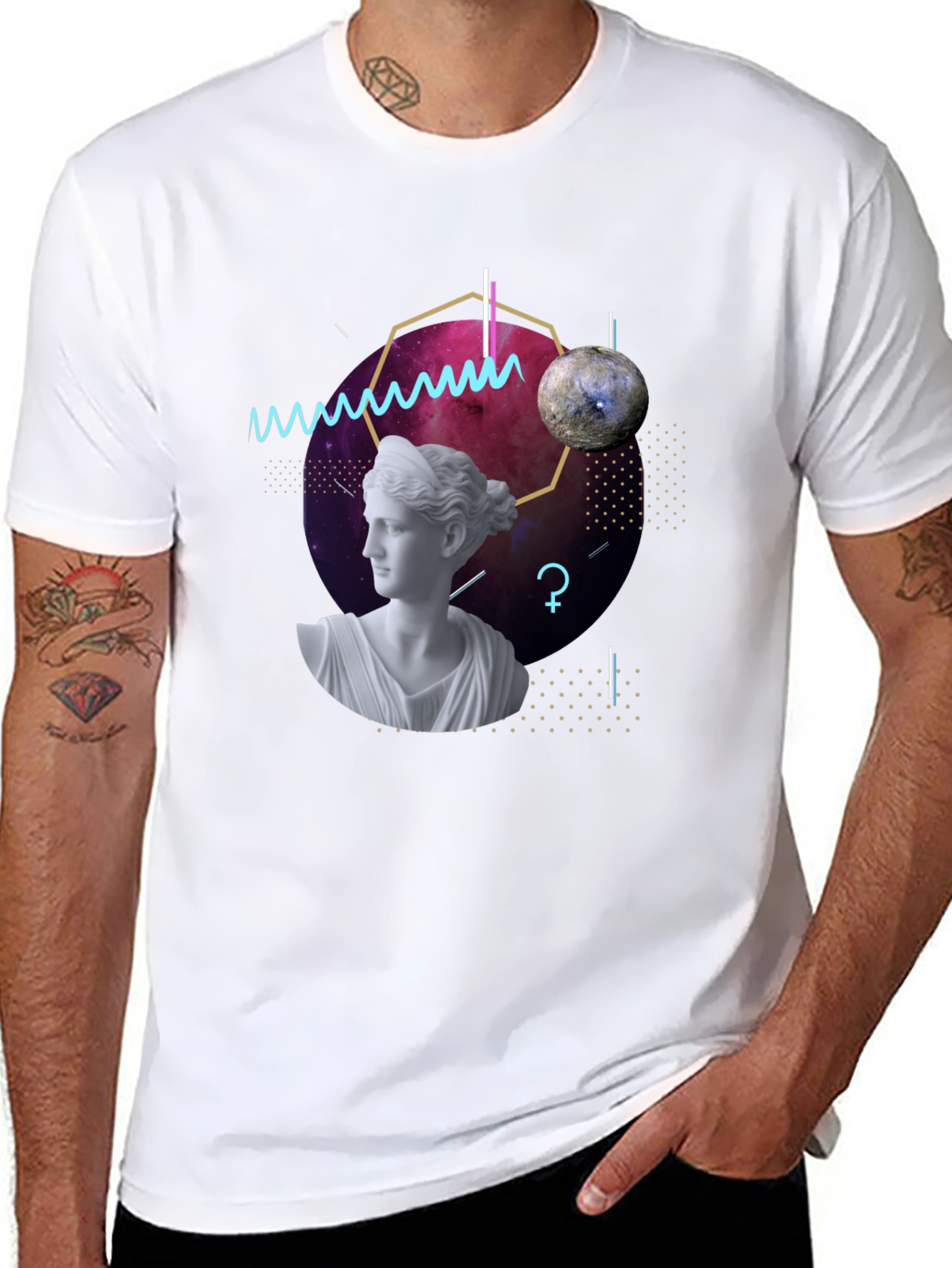 Geometric Goddess T-Shirt - Modern Artistic Tee