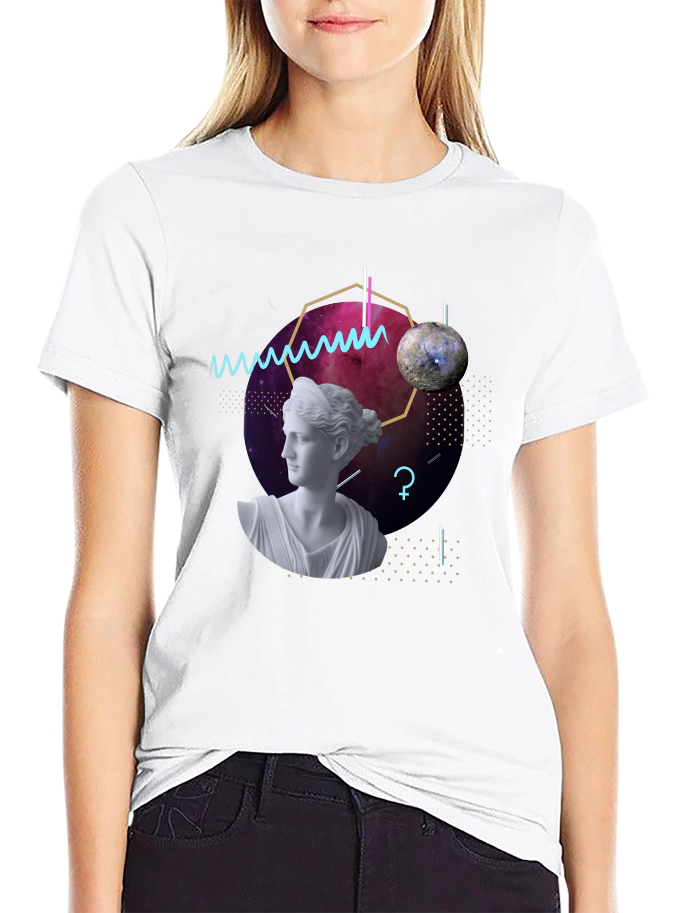 Geometric Goddess T-Shirt - Modern Artistic Tee