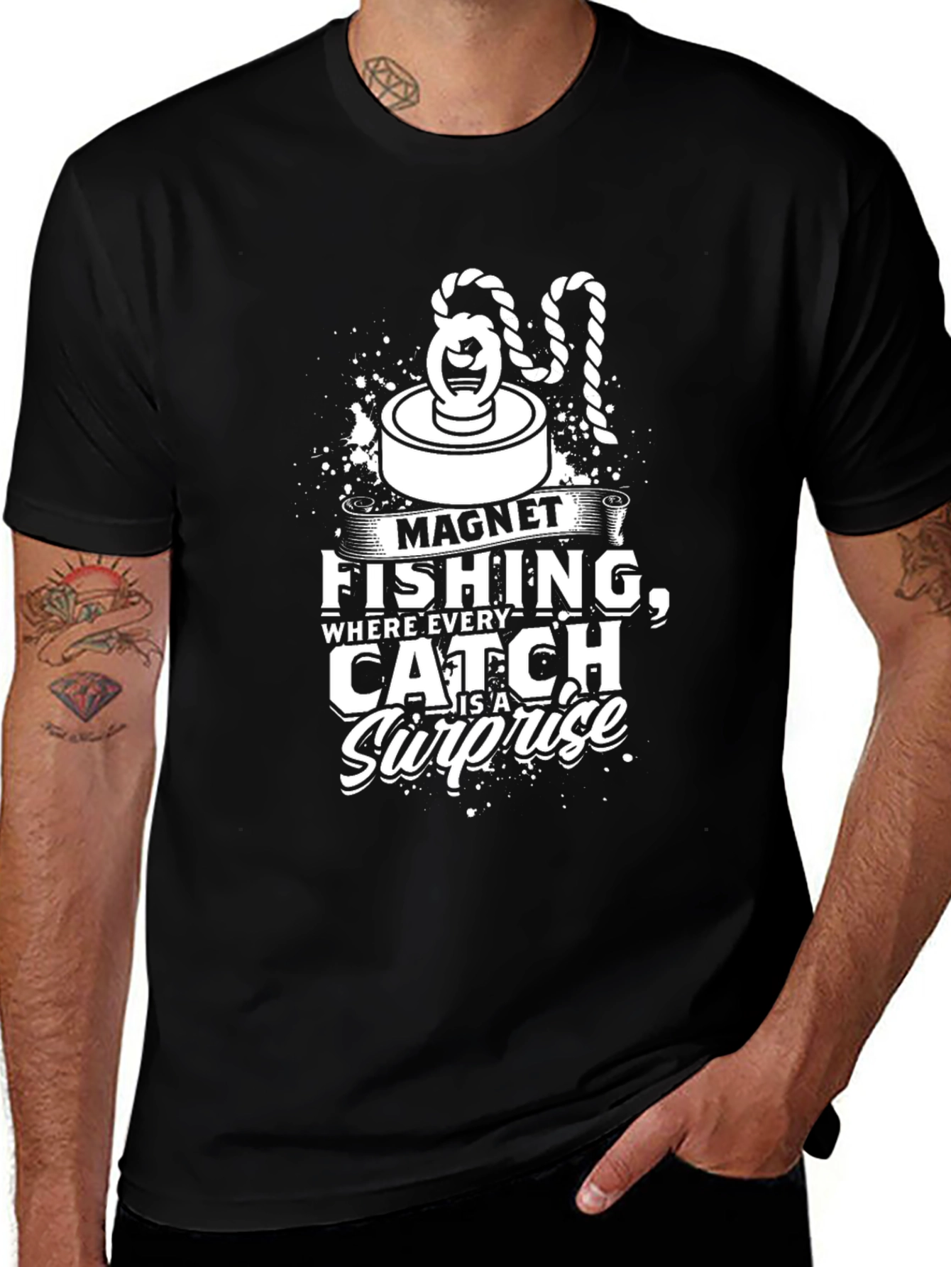 Magnet Fishing Surprise Black T-Shirt