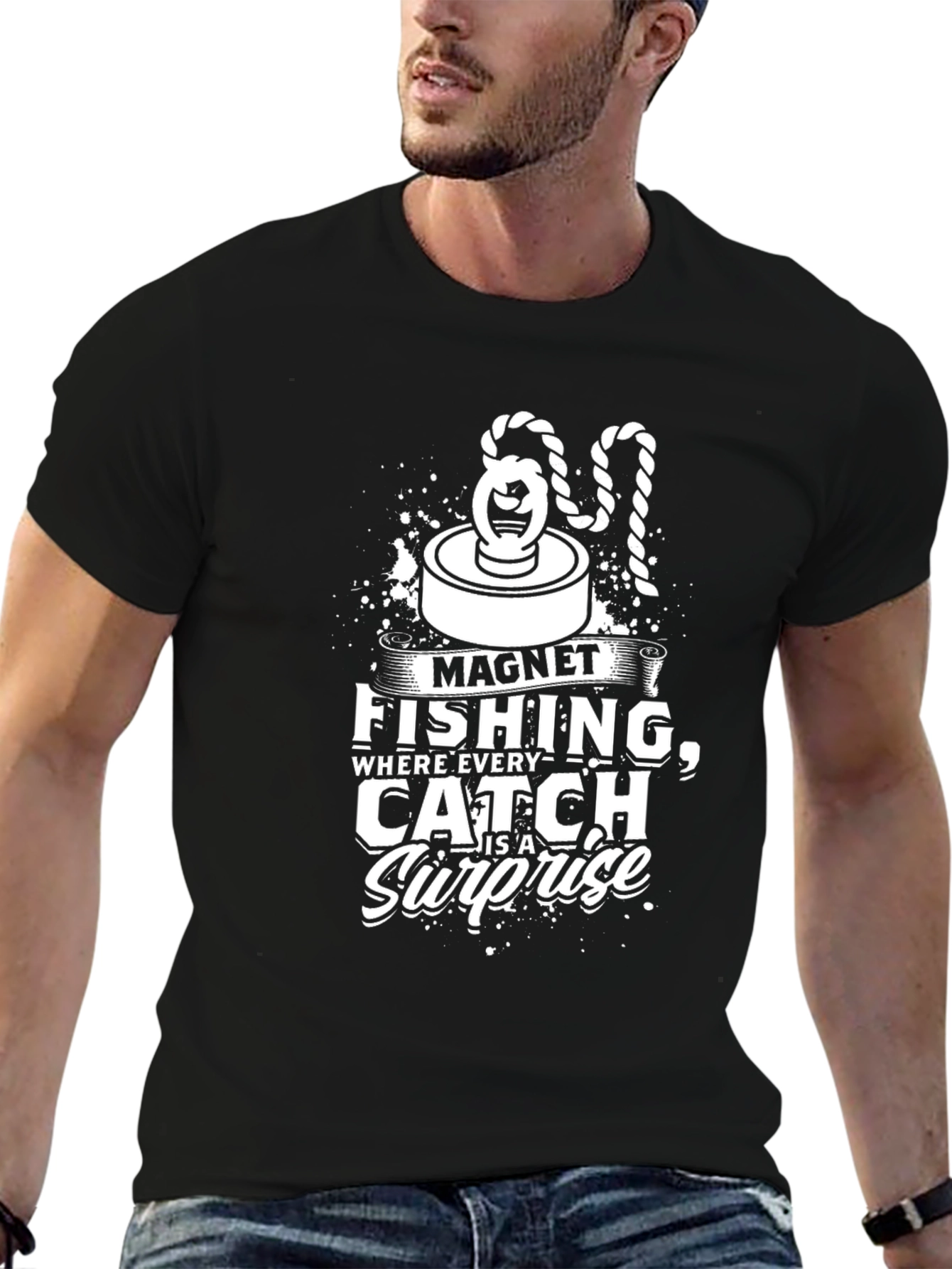 Magnet Fishing Surprise Black T-Shirt
