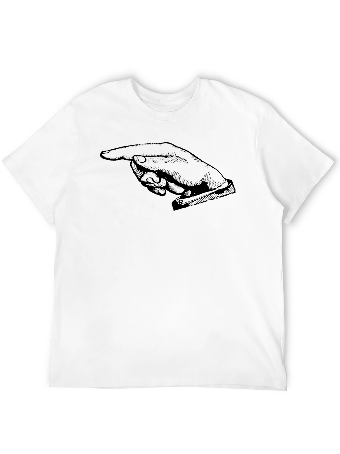 Retro Pointing Finger Graphic Tee - Solid Black