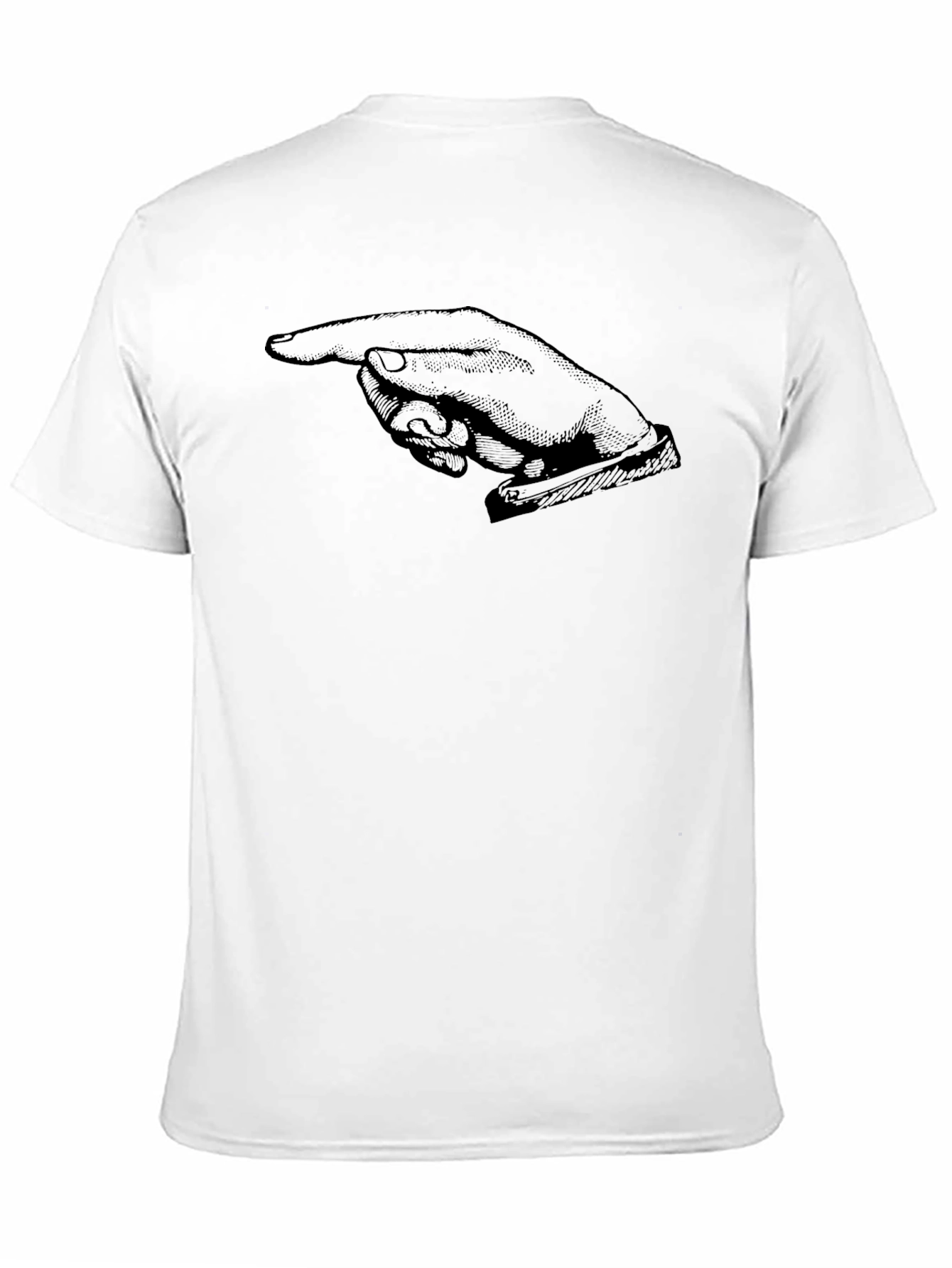 Retro Pointing Finger Graphic Tee - Solid Black