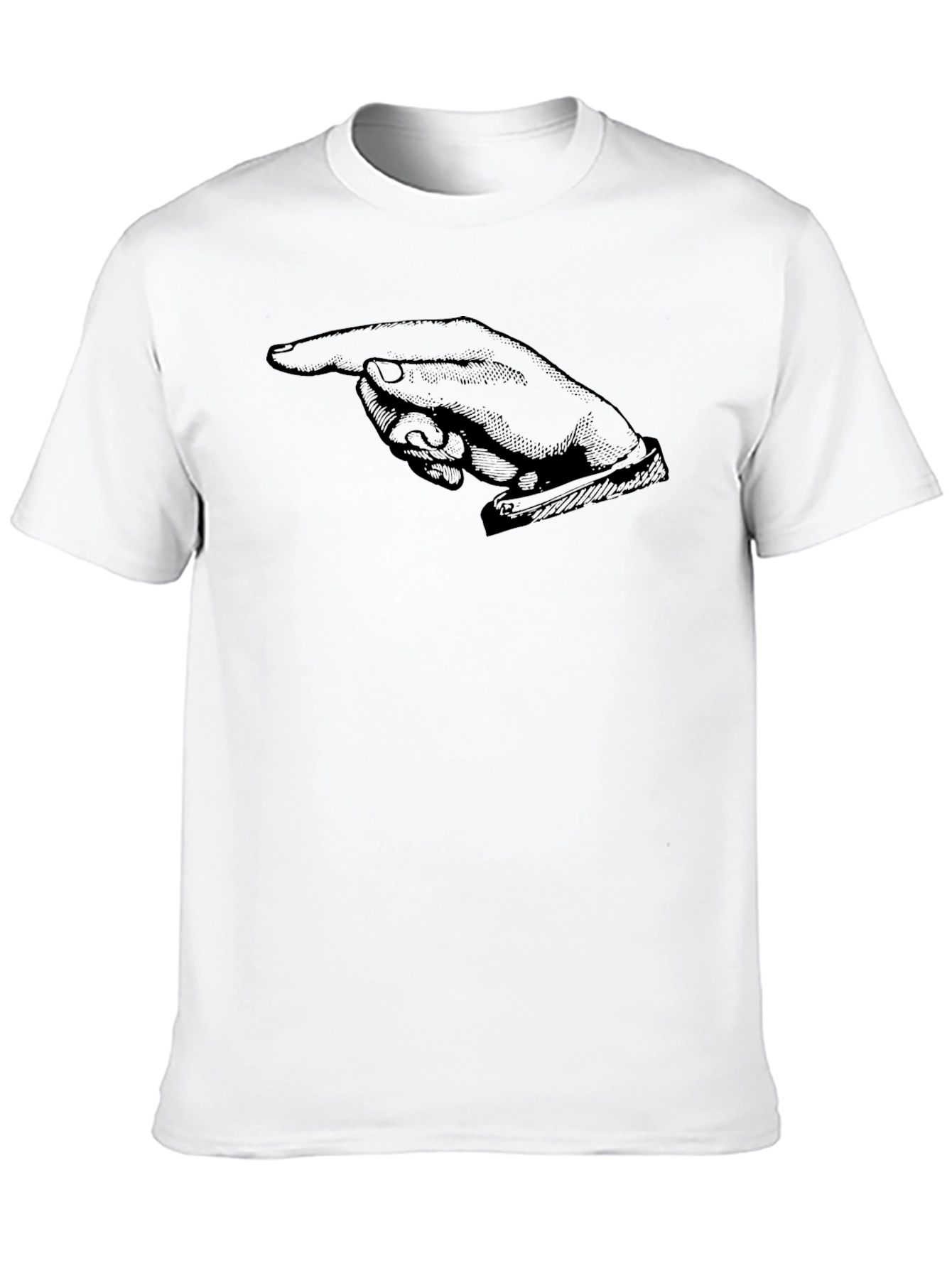 Retro Pointing Finger Graphic Tee - Solid Black