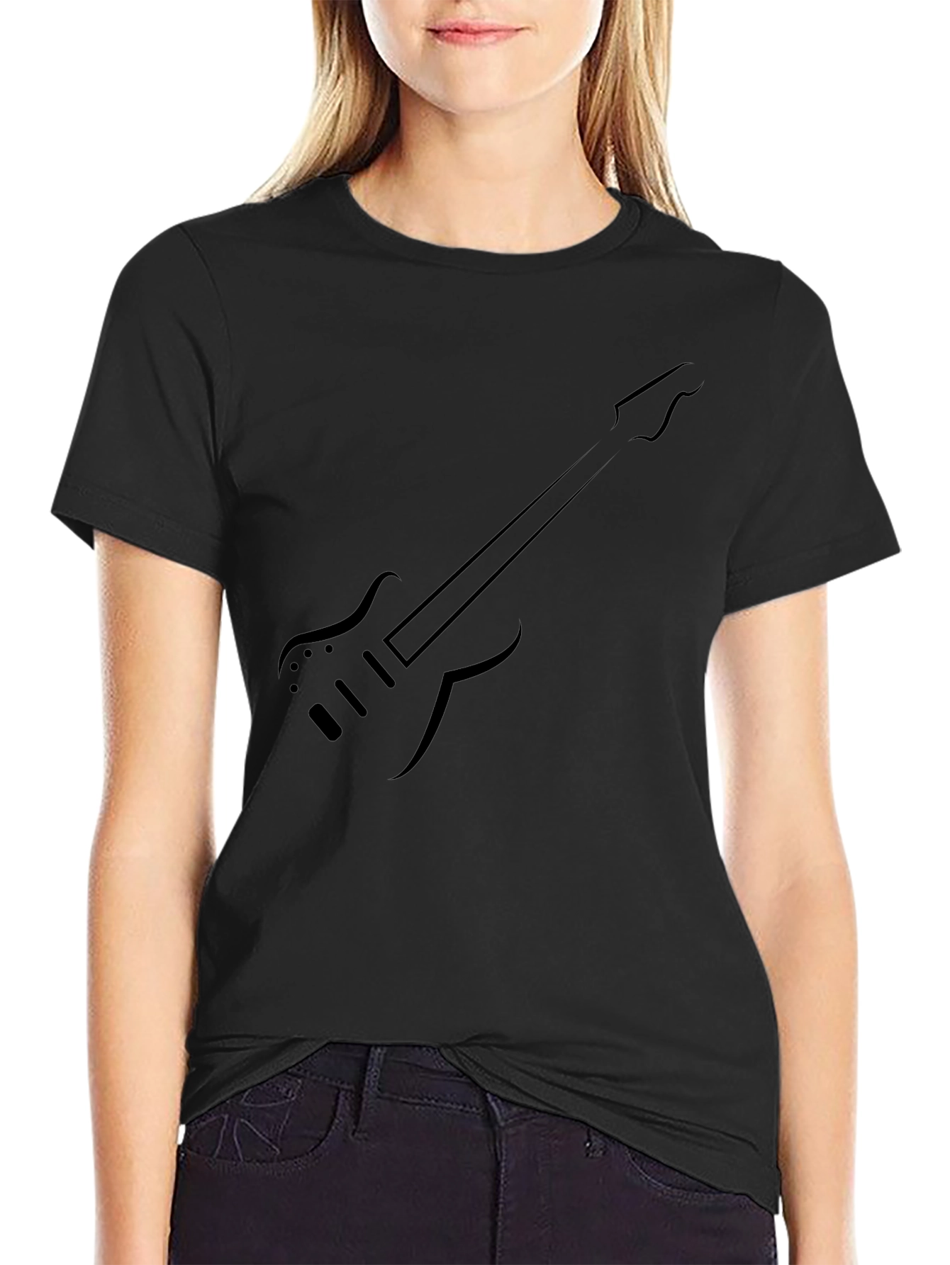Black Guitar Graphic Tee - Modern Style