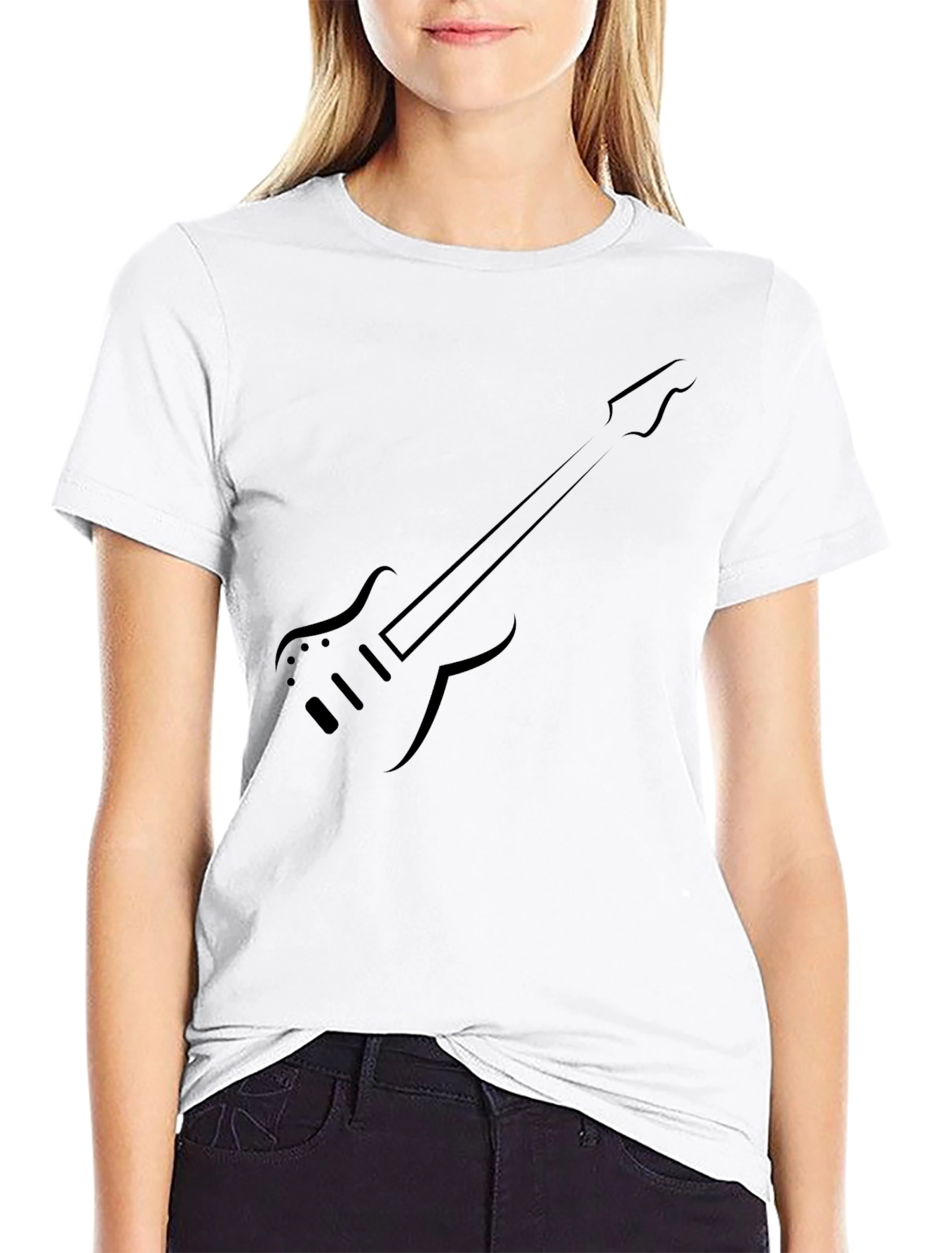 Black Guitar Graphic Tee - Modern Style