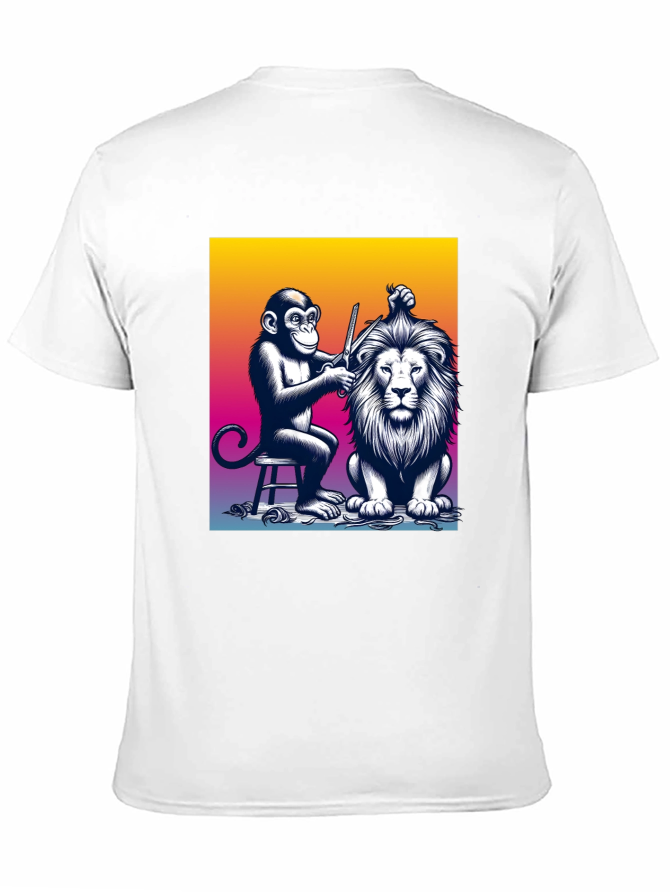 Monkey Barber T-Shirt: Lion Haircut Graphic Tee