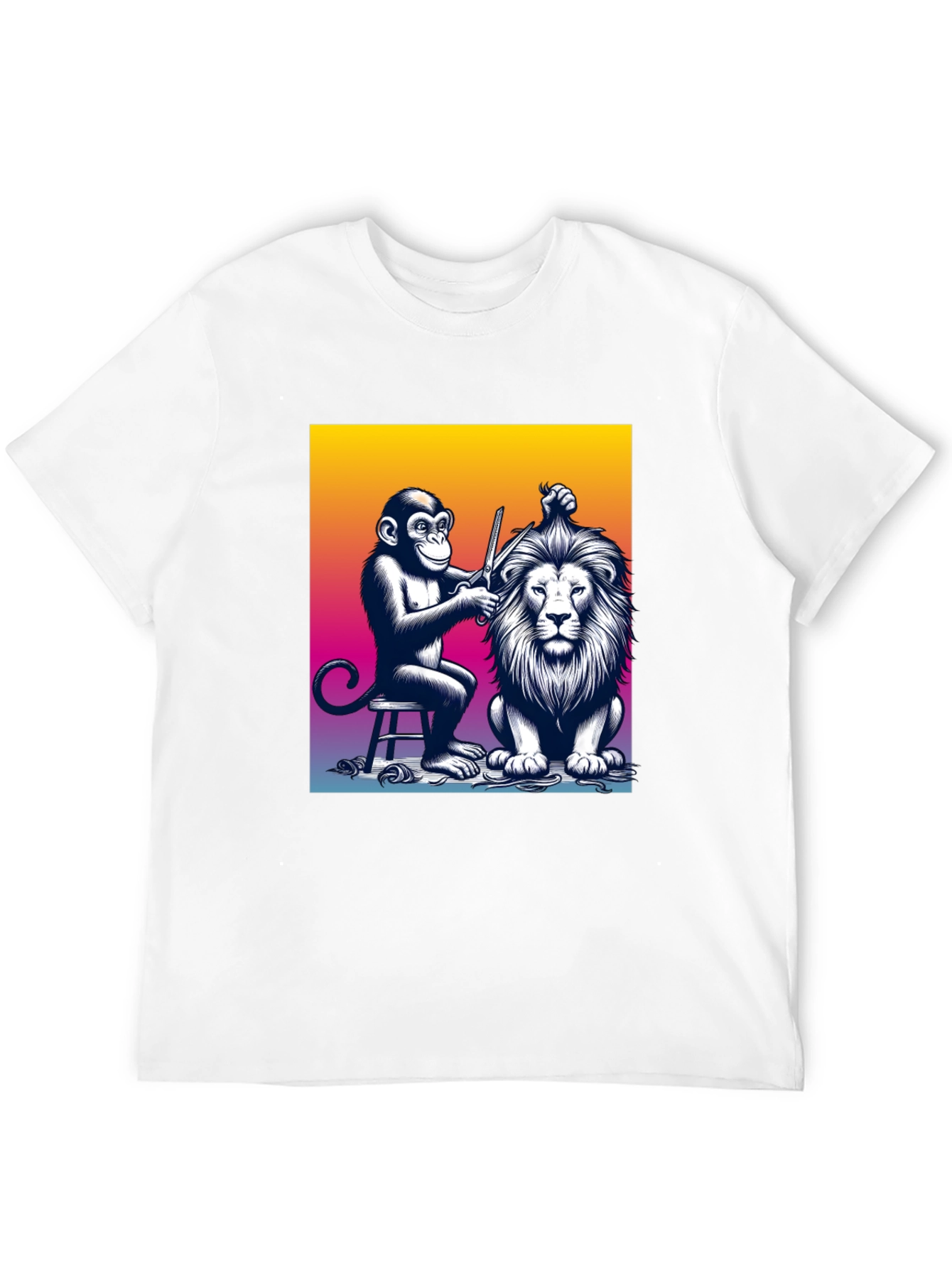 Monkey Barber T-Shirt: Lion Haircut Graphic Tee