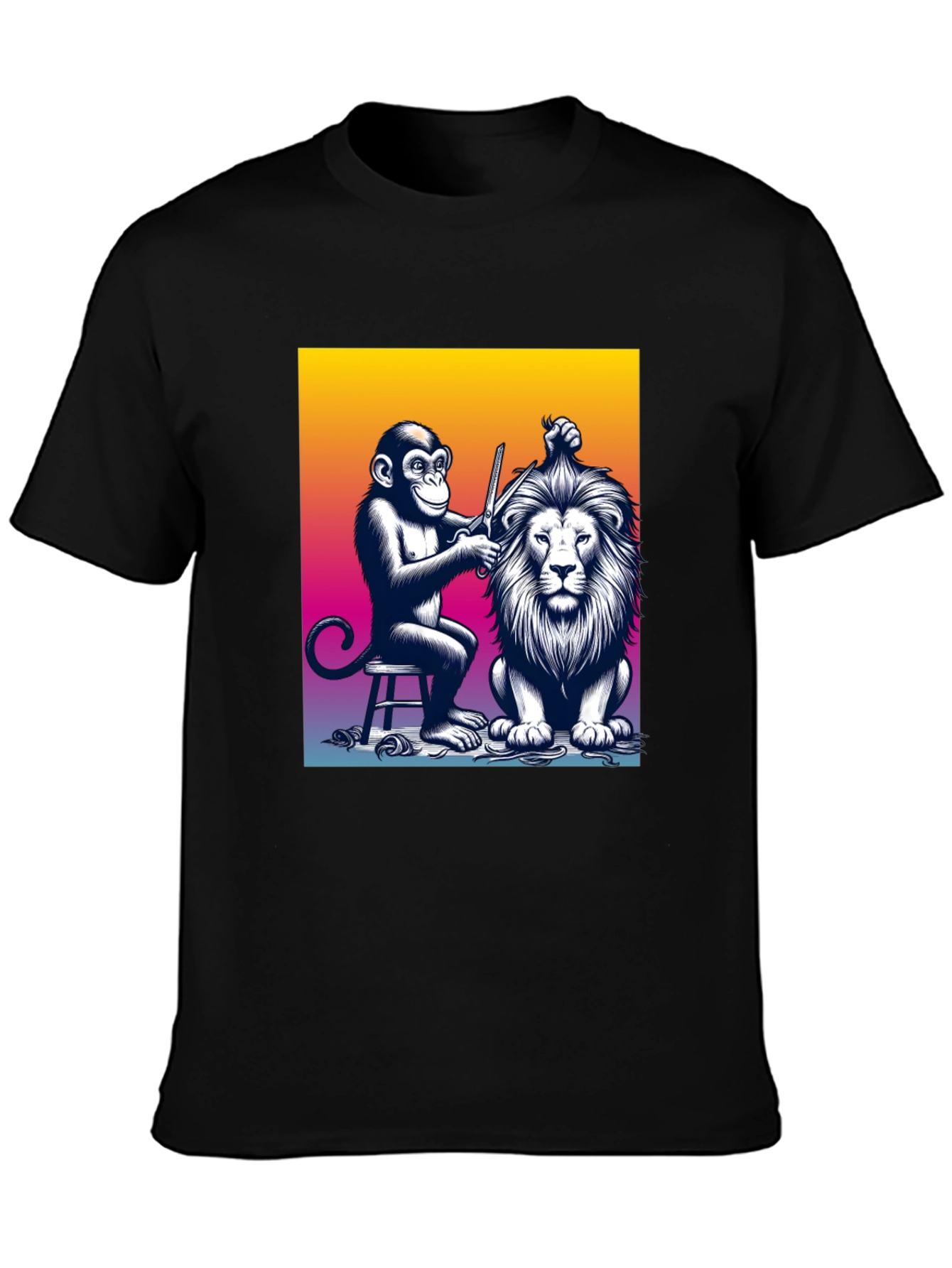 Monkey Barber T-Shirt: Lion Haircut Graphic Tee